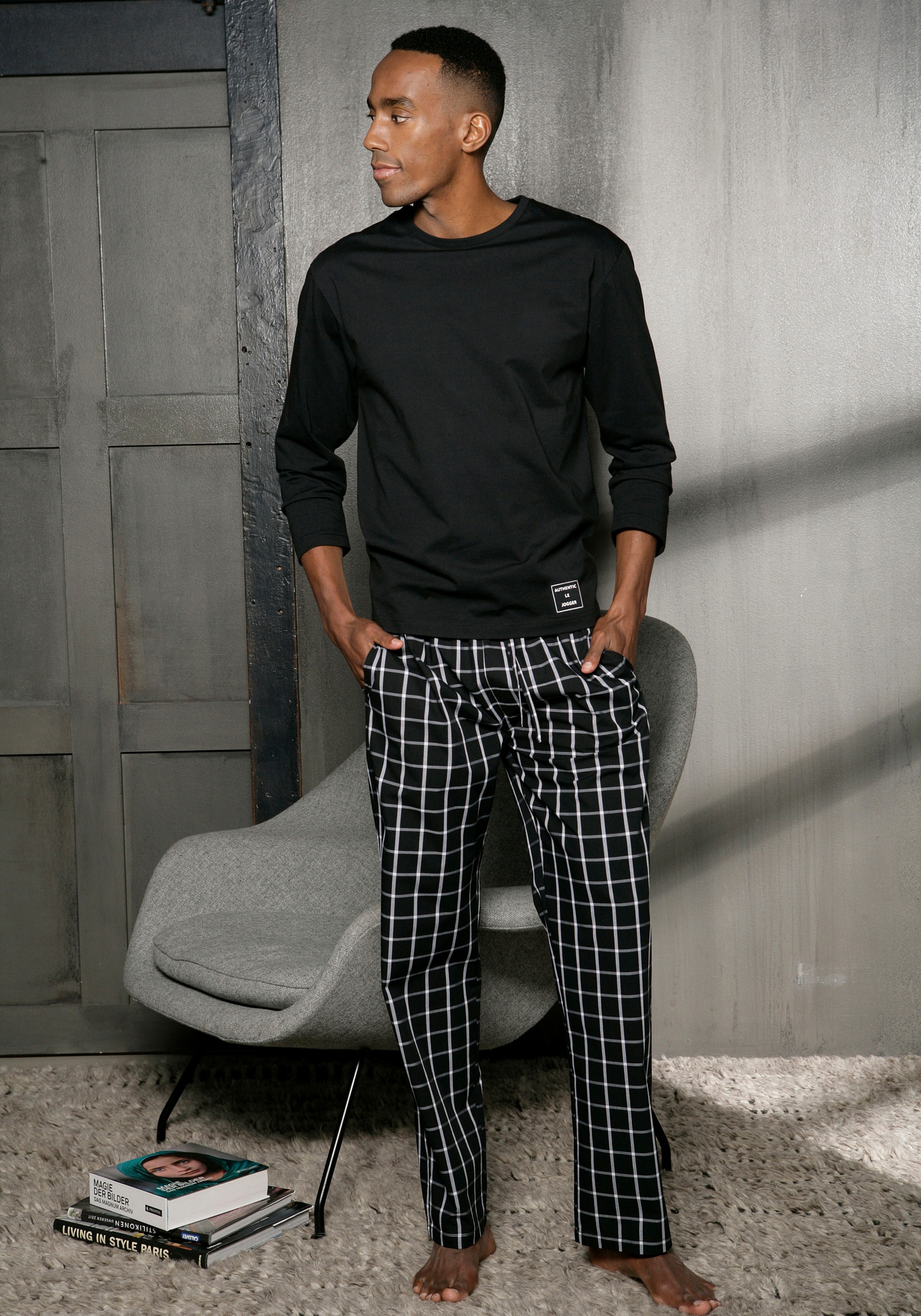 AUTHENTIC LE JOGGER Pyjama 1 Stück, 2 tlg. Schlafanzug mit karierter Webhos günstig online kaufen