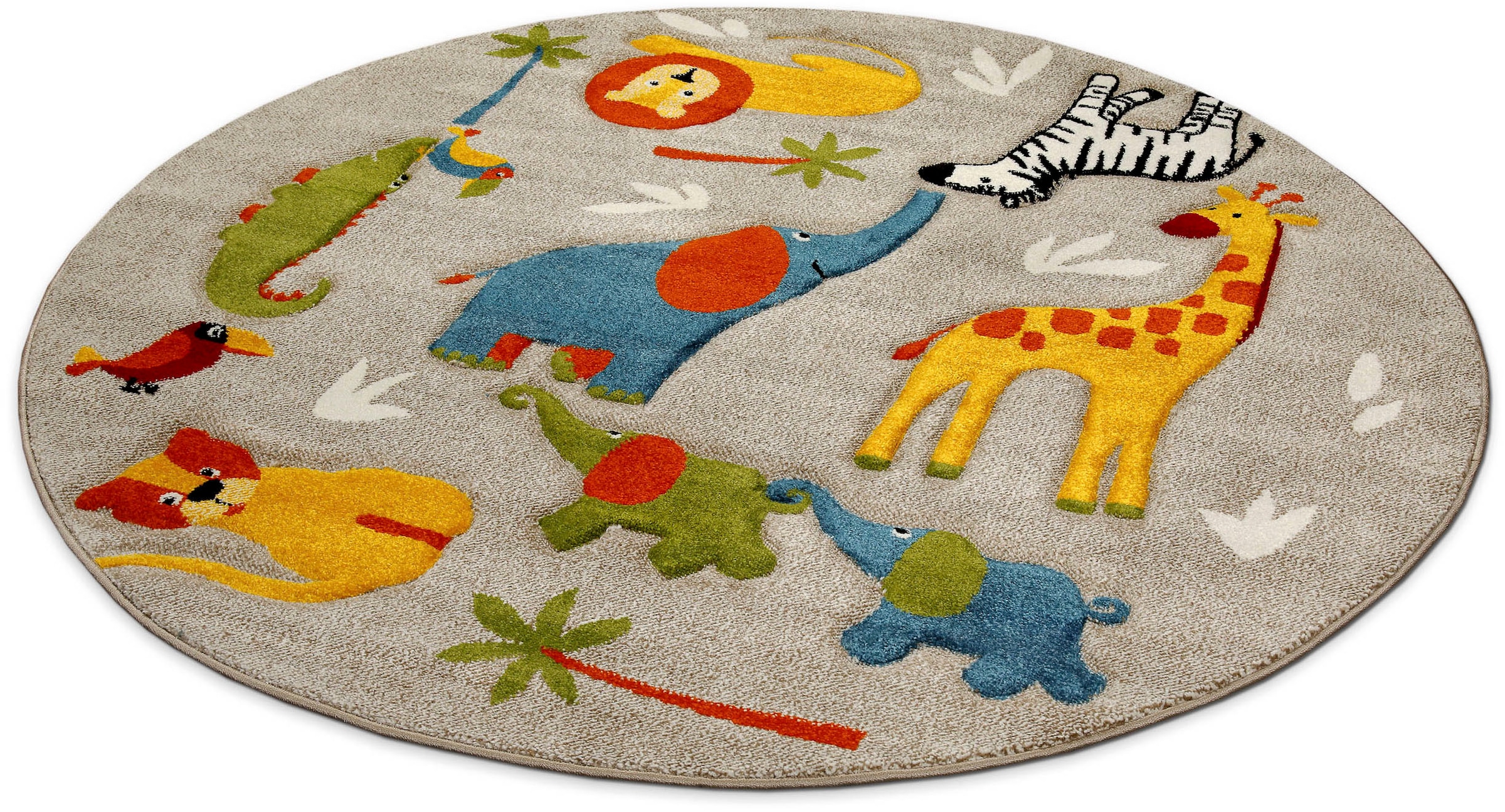 SMART KIDS Kinderteppich »Benny & Friends«, rund, 10 mm Höhe, Moderner Spielteppich, strapazierfähig, pflegeleicht, Konturenschnitt