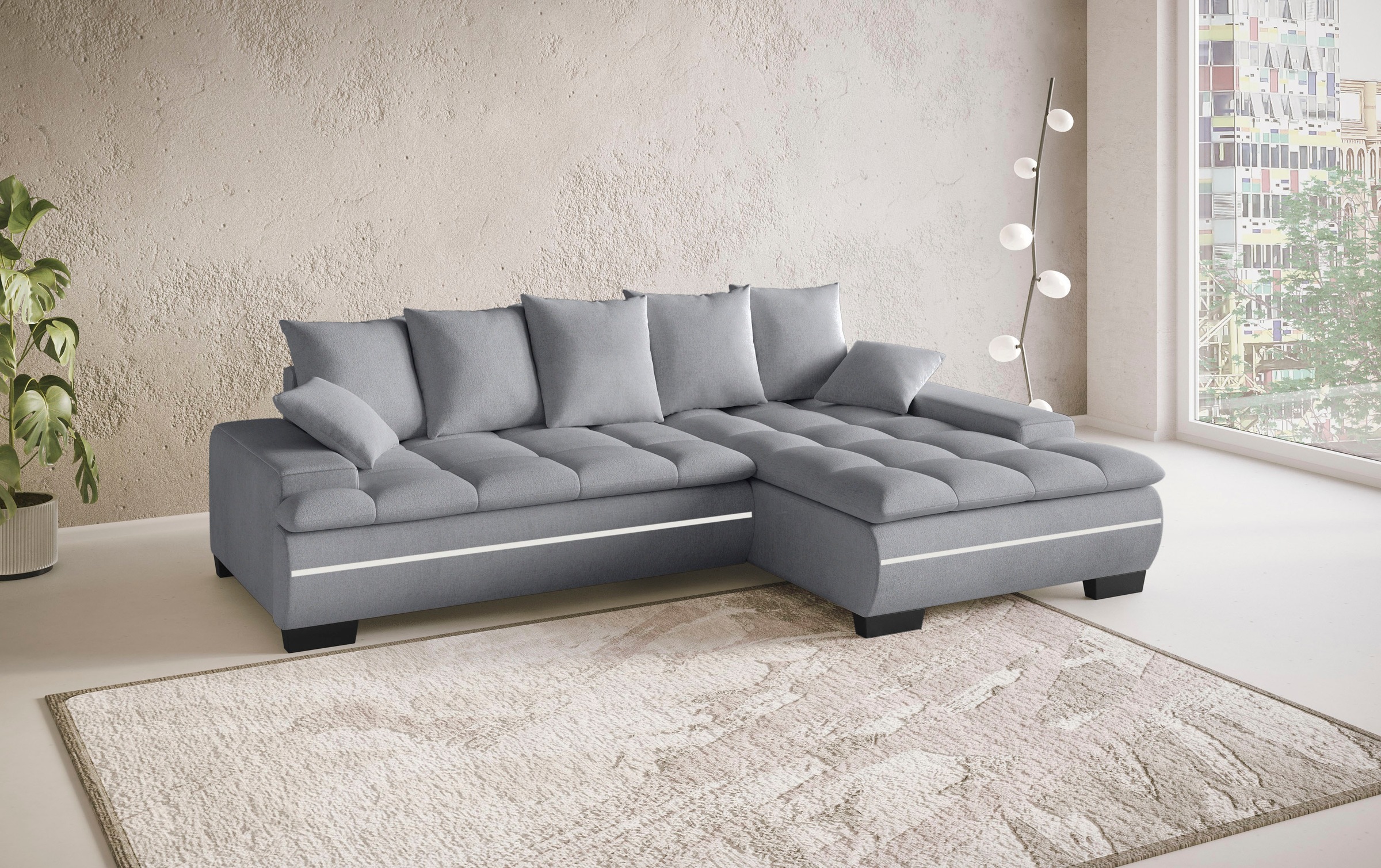 Mr. Couch Ecksofa »Haiti II, L-Form«, RGB-LED Beleuchtung, Kaltschaum, wahlweise mit Bett, Bettkasten