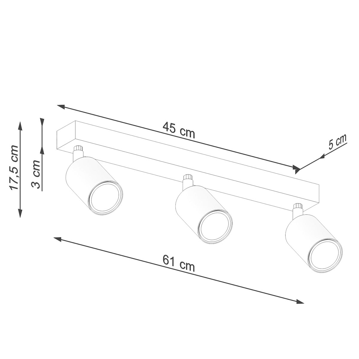 SOLLUX lighting Deckenleuchte »VERDO«, 3 flammig, Leuchtmittel GU10 | ohne Leuchtmittel, Lichtstromanpassung