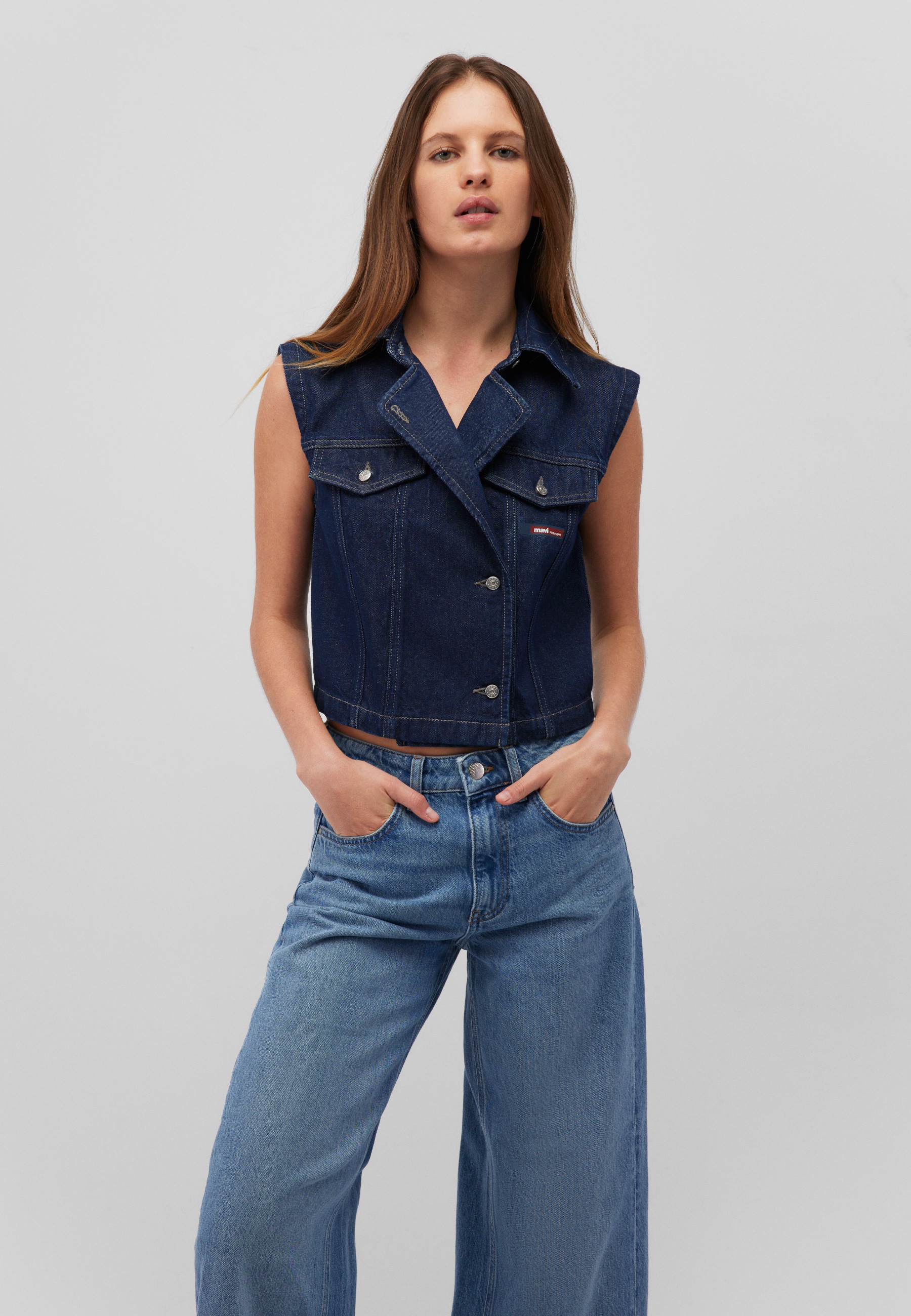 Mavi Jeansjacke "SUNDANCE" Biker-Denim Vest günstig online kaufen