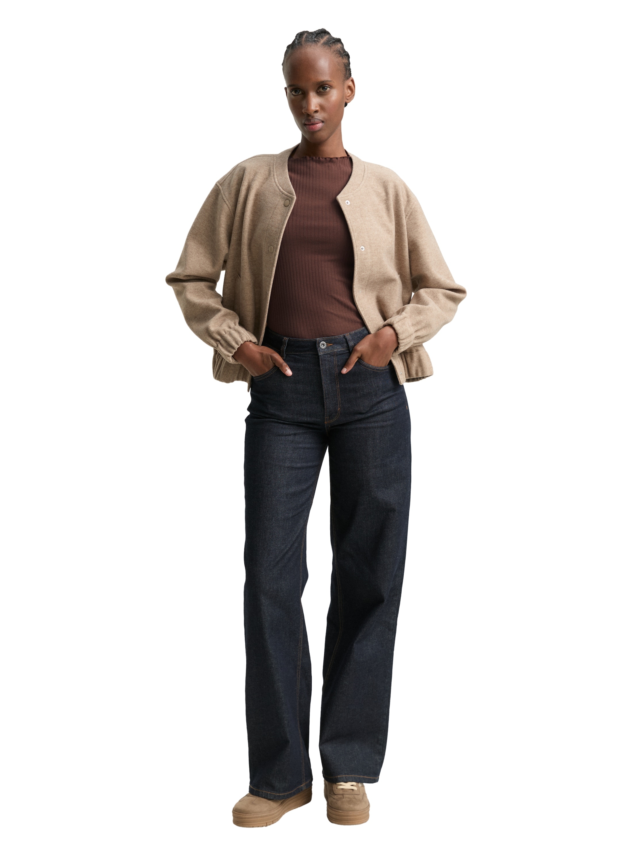 TOM TAILOR Denim Langarmshirt, mit gewelltem Saum