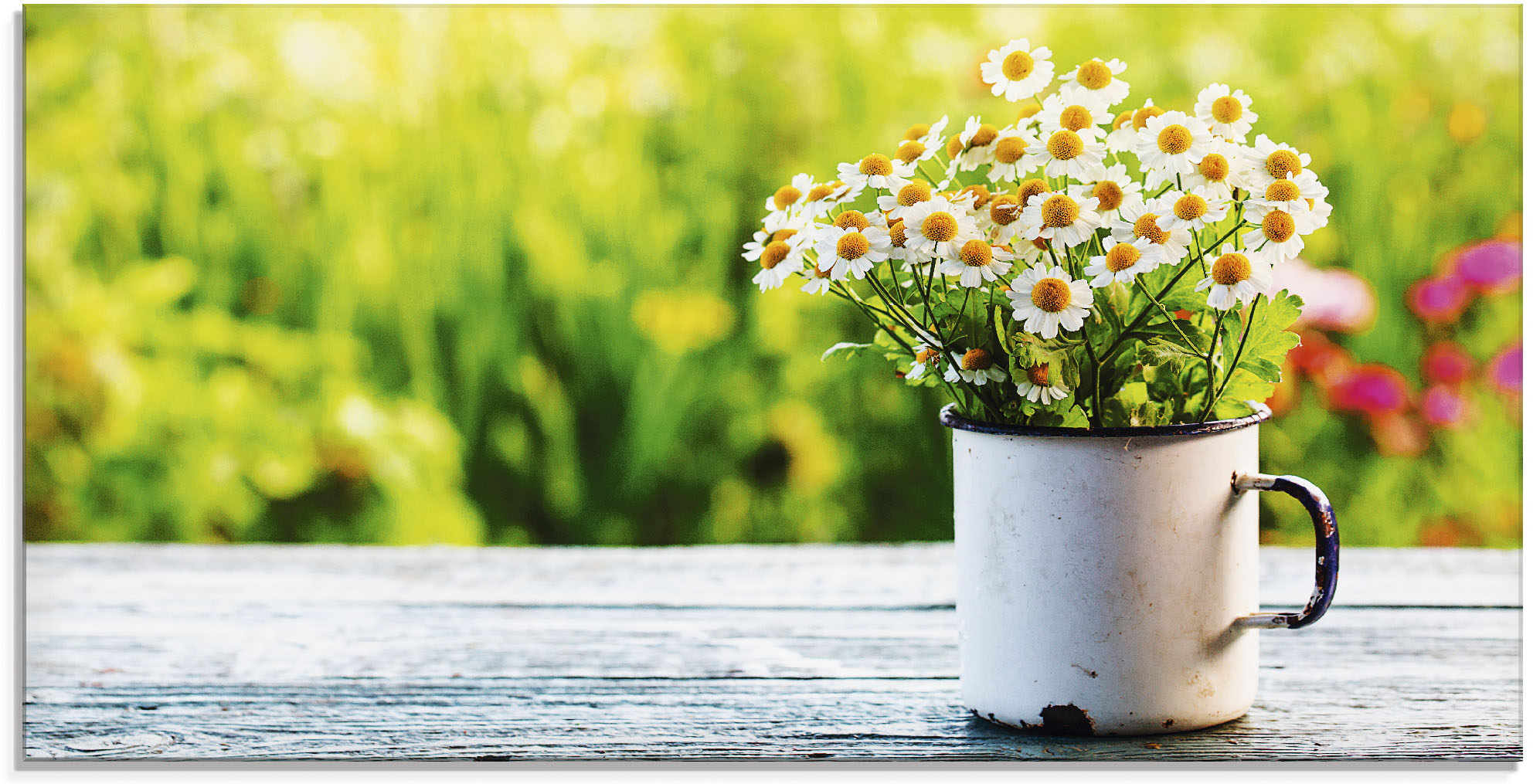 Artland Glasbild "Frühlingsgarten mit Echter Kamille" Blumen 1 Stk. tlg. in verschiedenen Größen