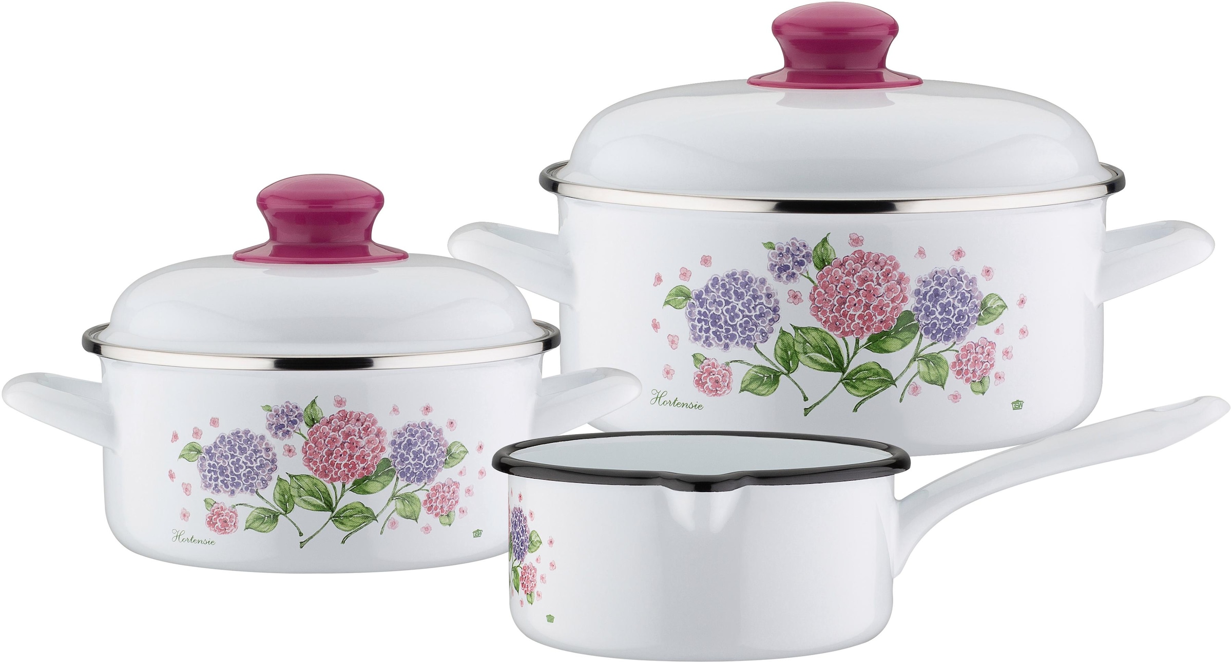 GSW Topf-Set »Hortensie«, Stahl-Emaille, (Set, 5 tlg.), Induktion bestellen  | BAUR