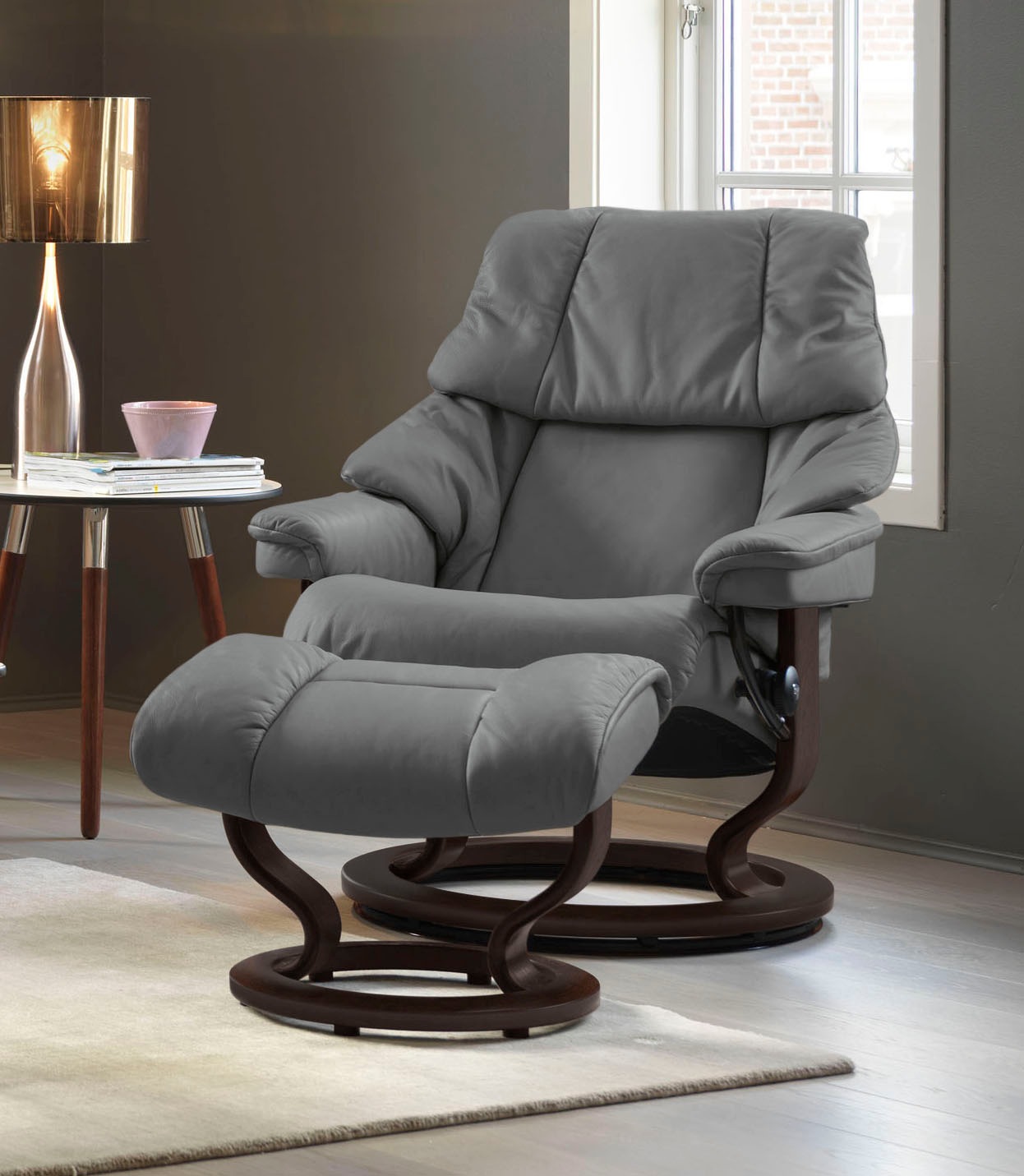 Stressless® Relaxsessel »Reno«, (Set, L, BAUR mit mit Base, | S, & bestellen Braun Classic Gestell Größe mit Relaxsessel M Hocker, Hocker)