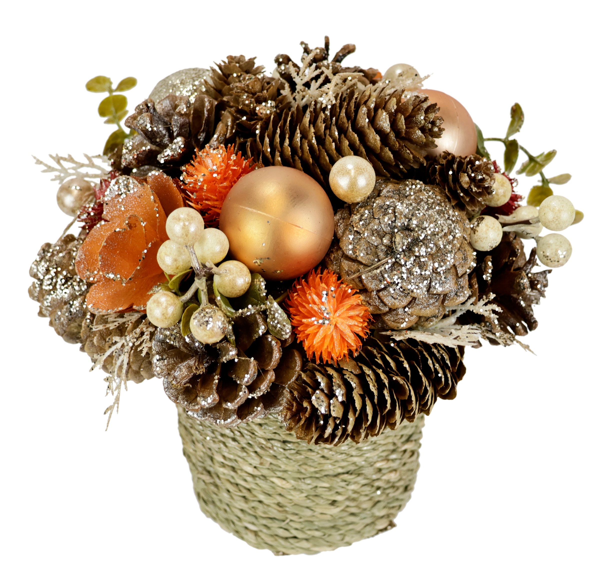 I.GE.A. Kunstblume "Natur-Gesteck Zapfen" Trockenblumen Christbaumkugeln Be günstig online kaufen