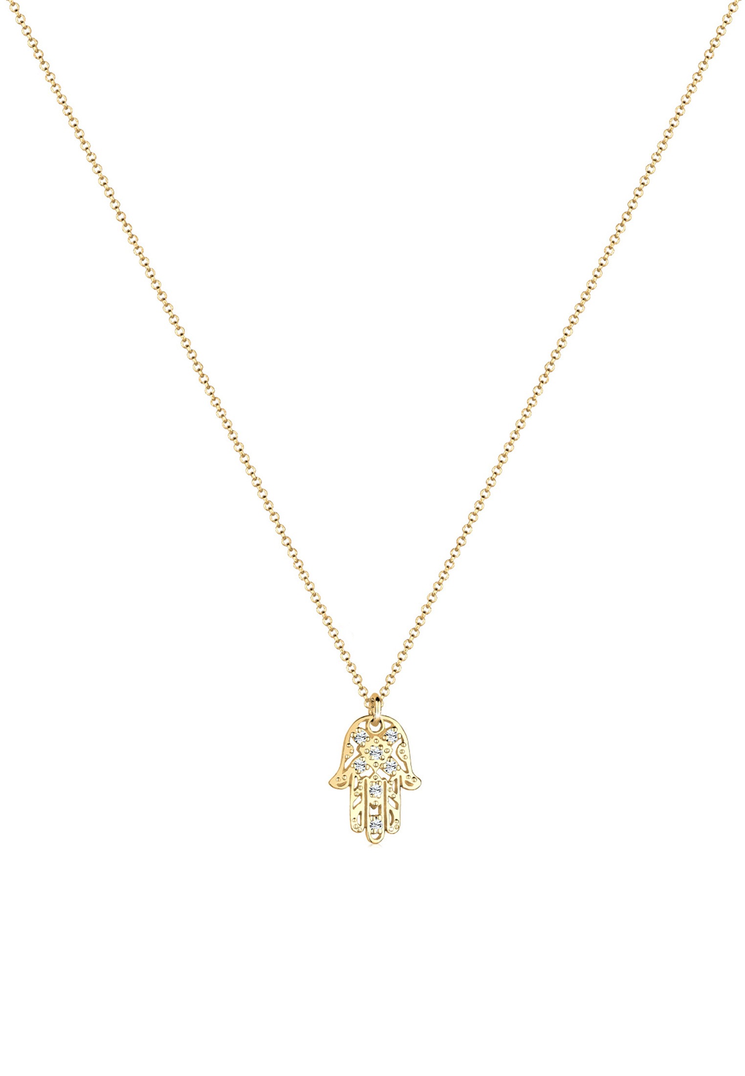 Elli Collierkettchen »Hamsa Hand 925 Silber vergoldet, mit Kristallen von Swarovski®«