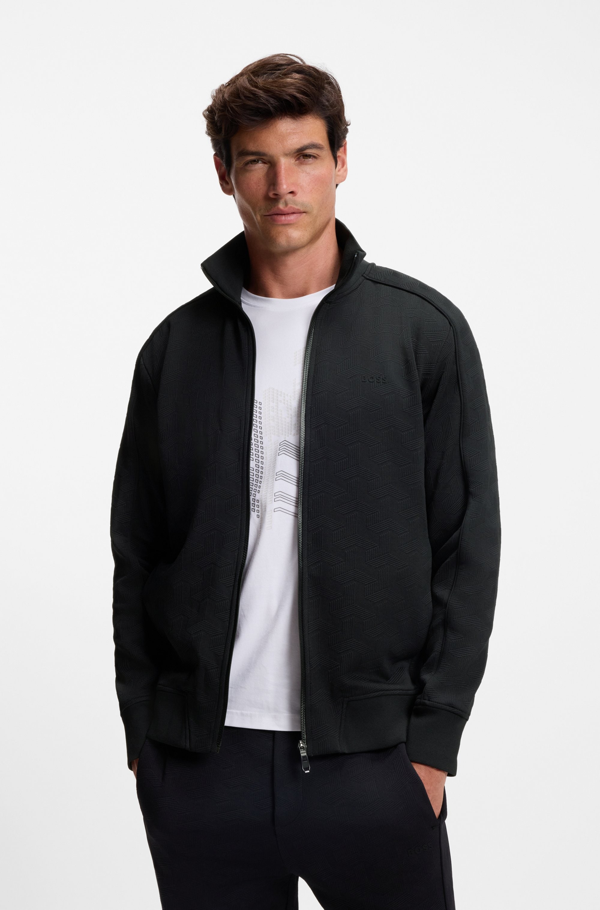 BOSS GREEN Sweatjacke "Mirror" Flachstrickkragen, regular fit, Reißverschlu günstig online kaufen