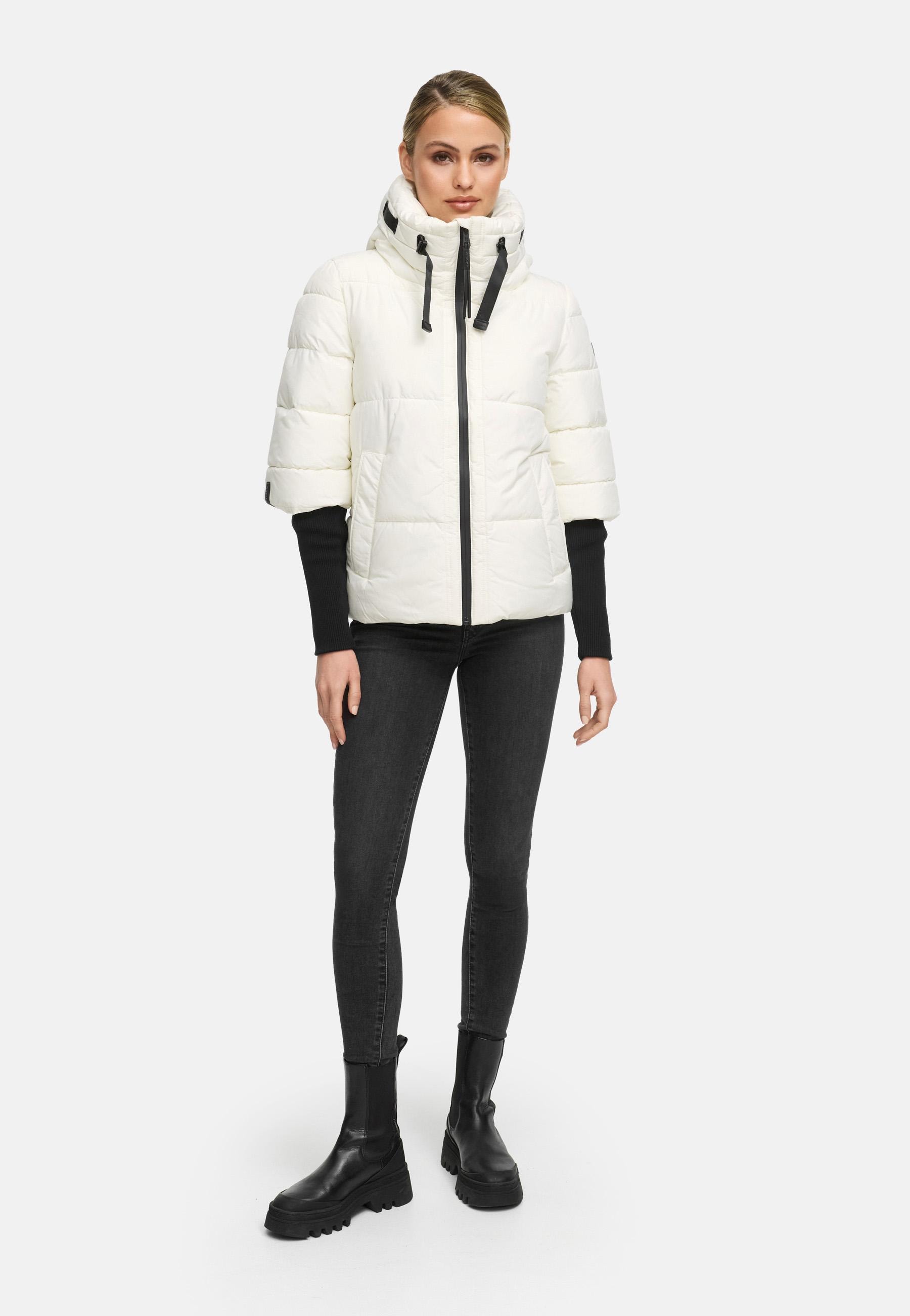 Navahoo Steppjacke »Lotusherz XIV«, mit Kapuze, Warme gesteppte Winterjacke mit Rippstrickärmeln