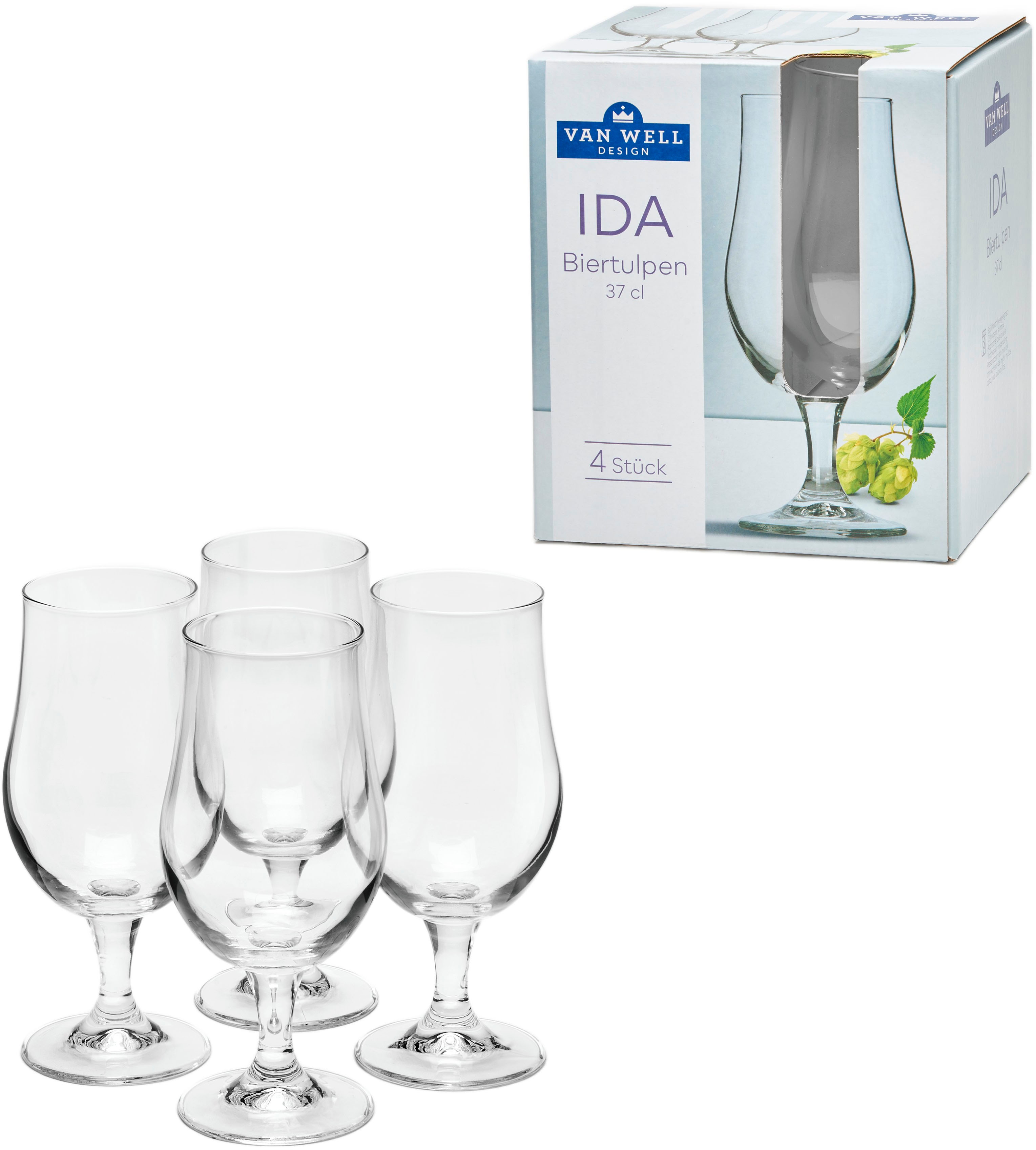 van Well Bierglas "Ida" spülmaschinengeeignet, 37 cl, 4-teilig