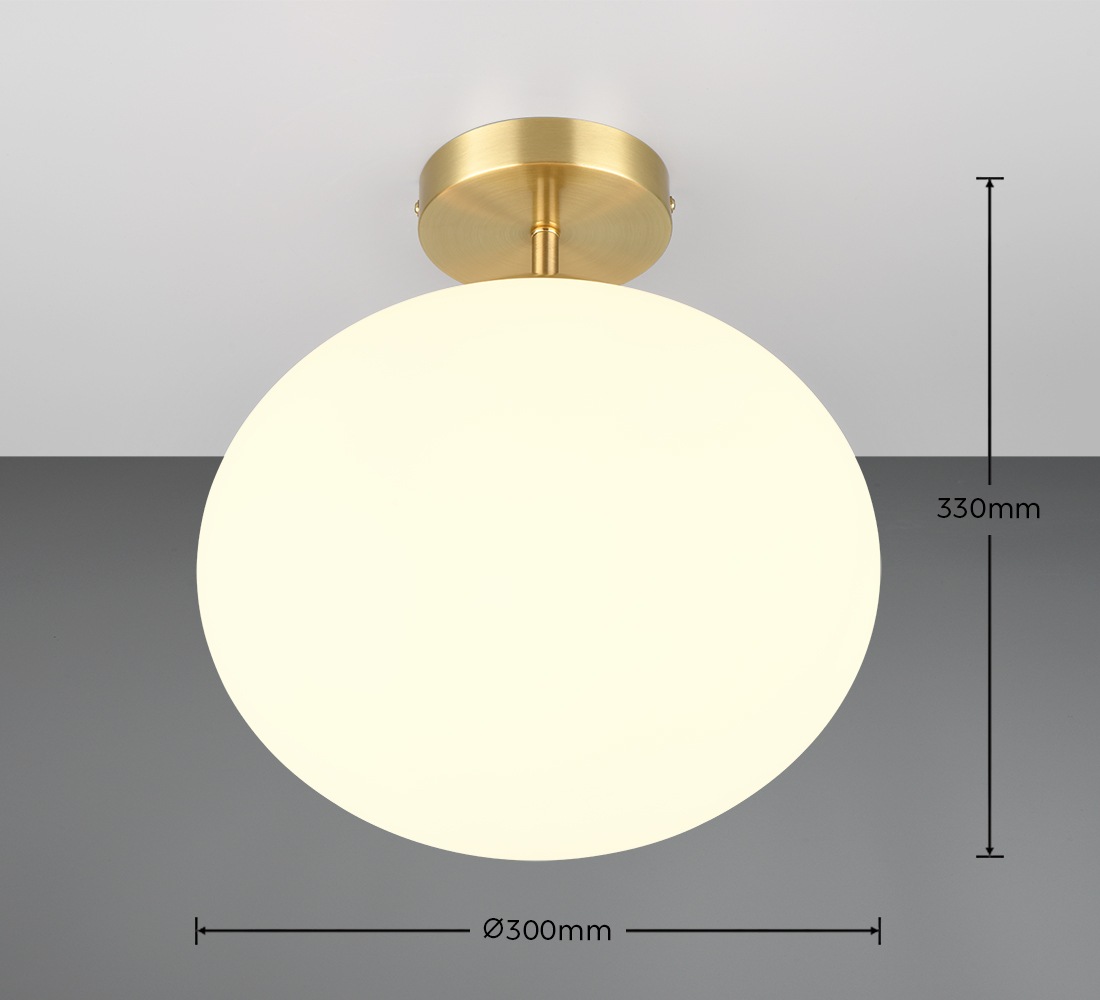 TRIO Leuchten Deckenleuchte »FOMENTO, Deckenlampe mit Glasschirm Ø 30cm, exkl 1x E27 max 40W« E27 1 Stk. warmweiß - kaltweiß rund Glas Deckenleuchte für Küche Esszimmer Wohnzimmer Schlafzimmer