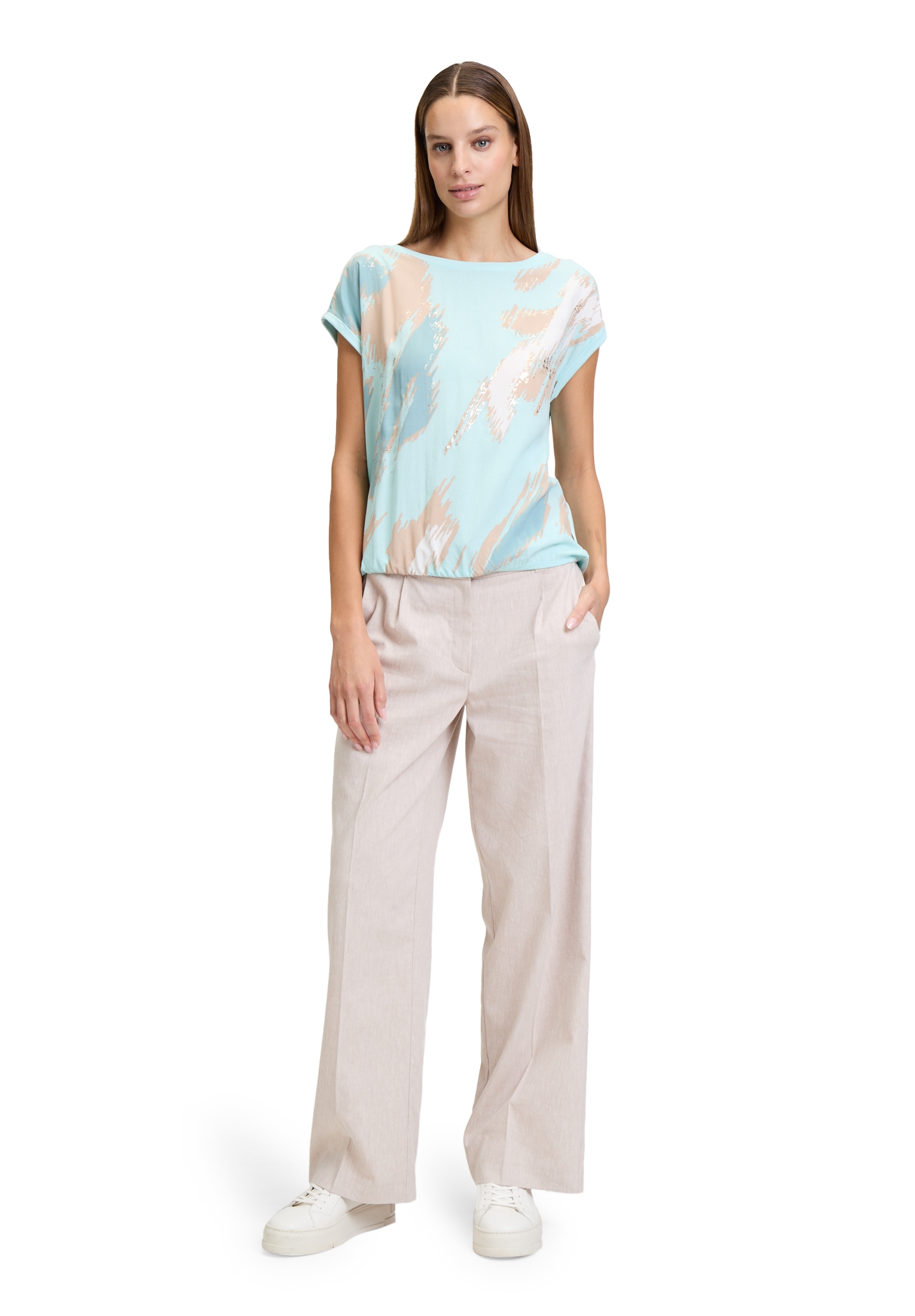 Betty&Co Kurzarmshirt »Betty & Co Casual-Shirt mit Print«, (1 tlg.), Materialmix