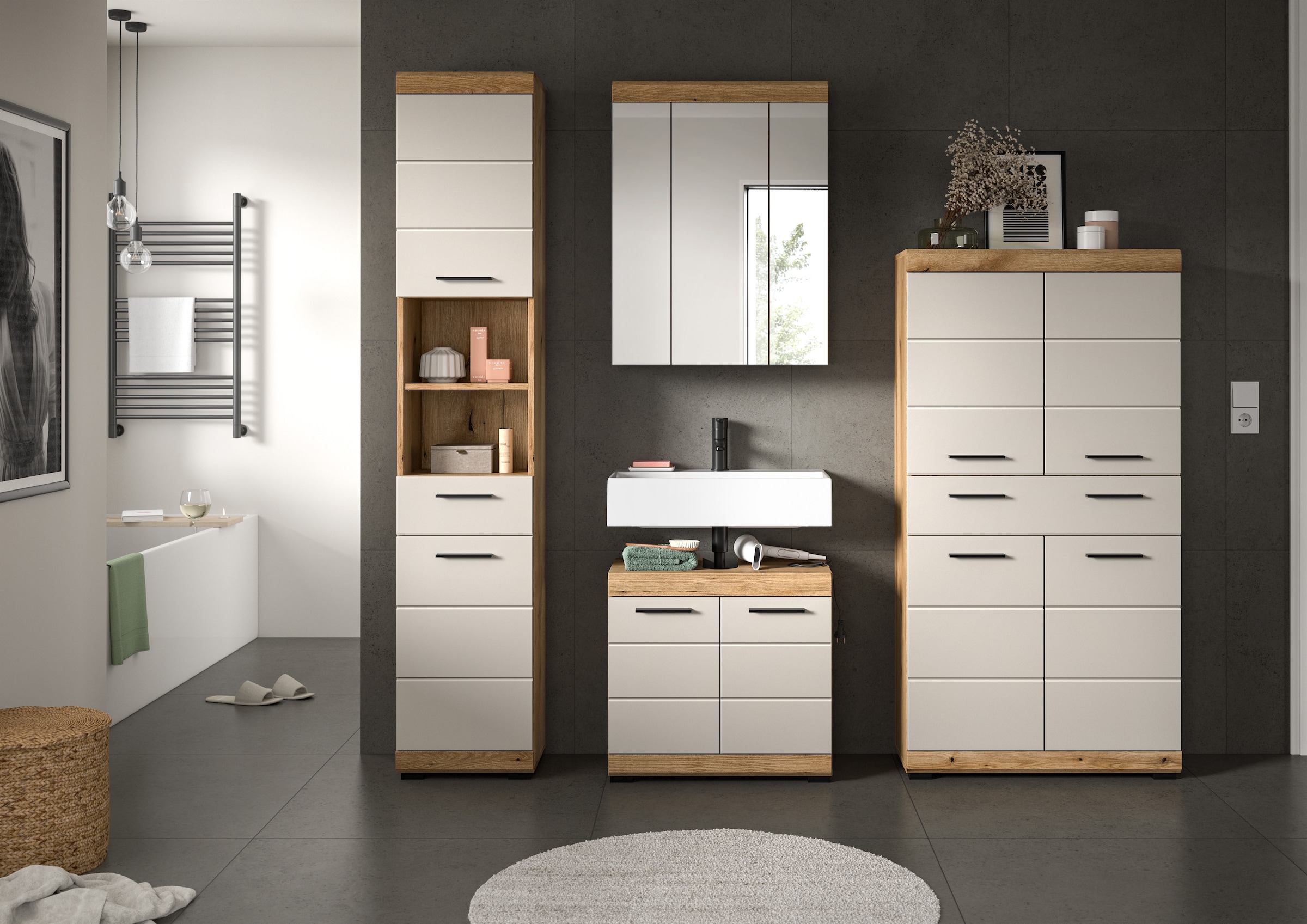 welltime Badmöbel-Set "SIENA, 4 teilig, bestehend aus:" Set, TOPSELLER, 4 Stk. tlg.