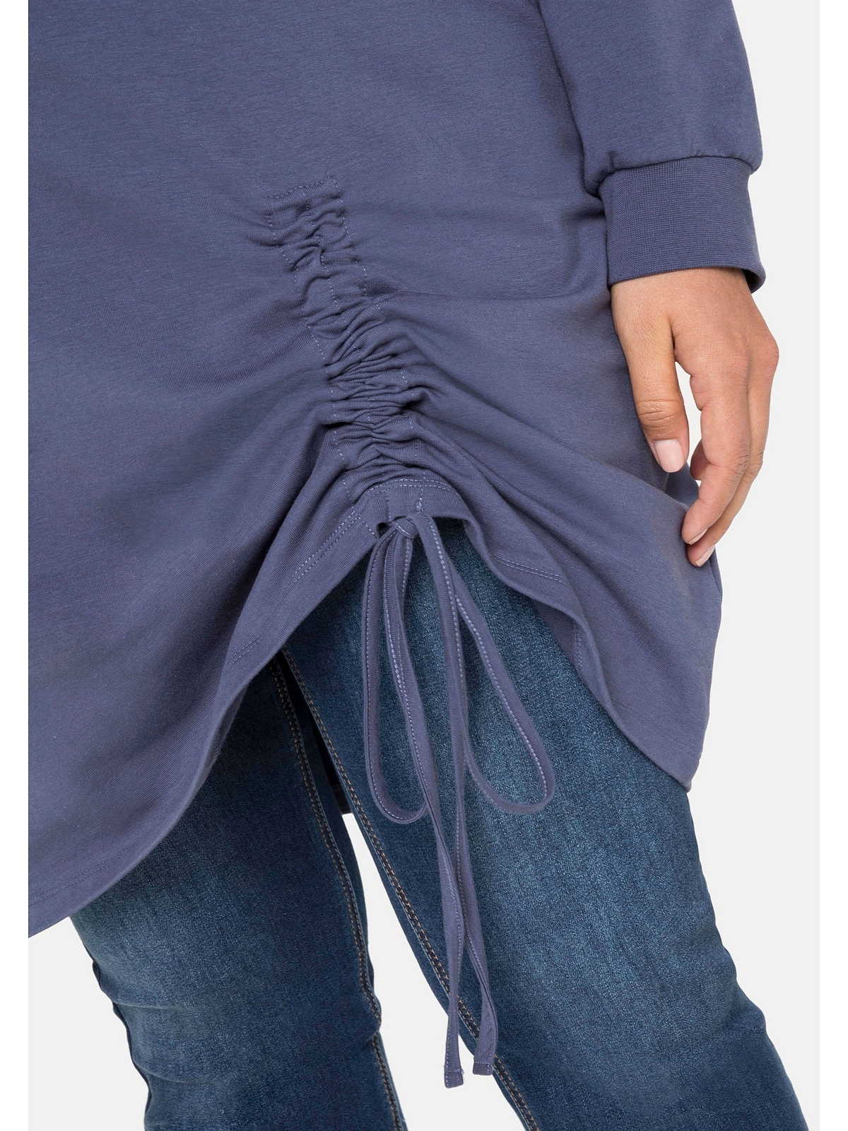 Sheego Shirtkleid »Große Größen«, in mit für kaufen Oversized-Form Raffung BAUR | seitlicher