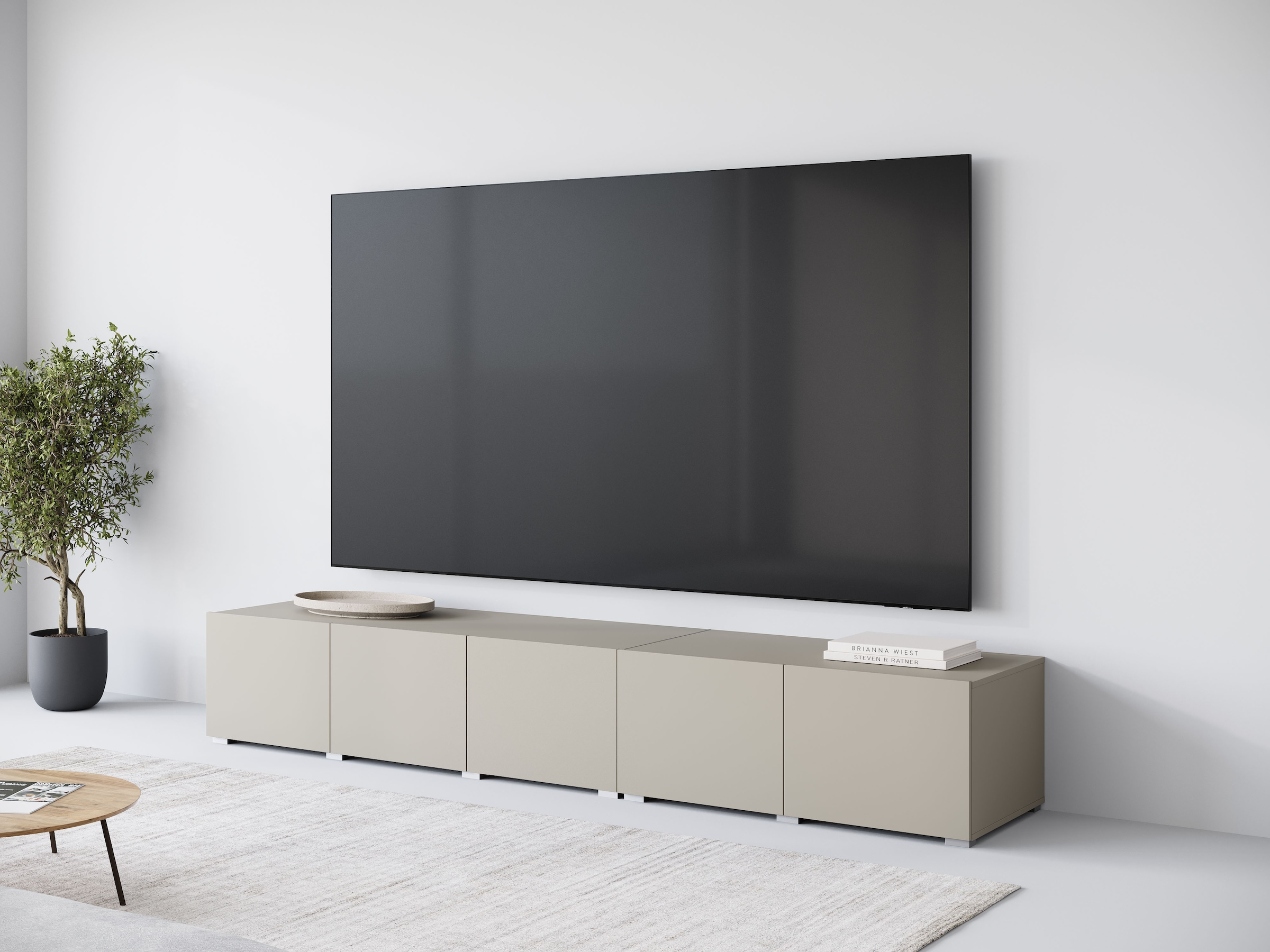 OTTO home Lowboard "Denver 250 cm für bis zu 98-Zoll TVs - Weltmeisterschaft im XXL Format" Wahlweise mit oder ohne offenes Fach in der Mitte