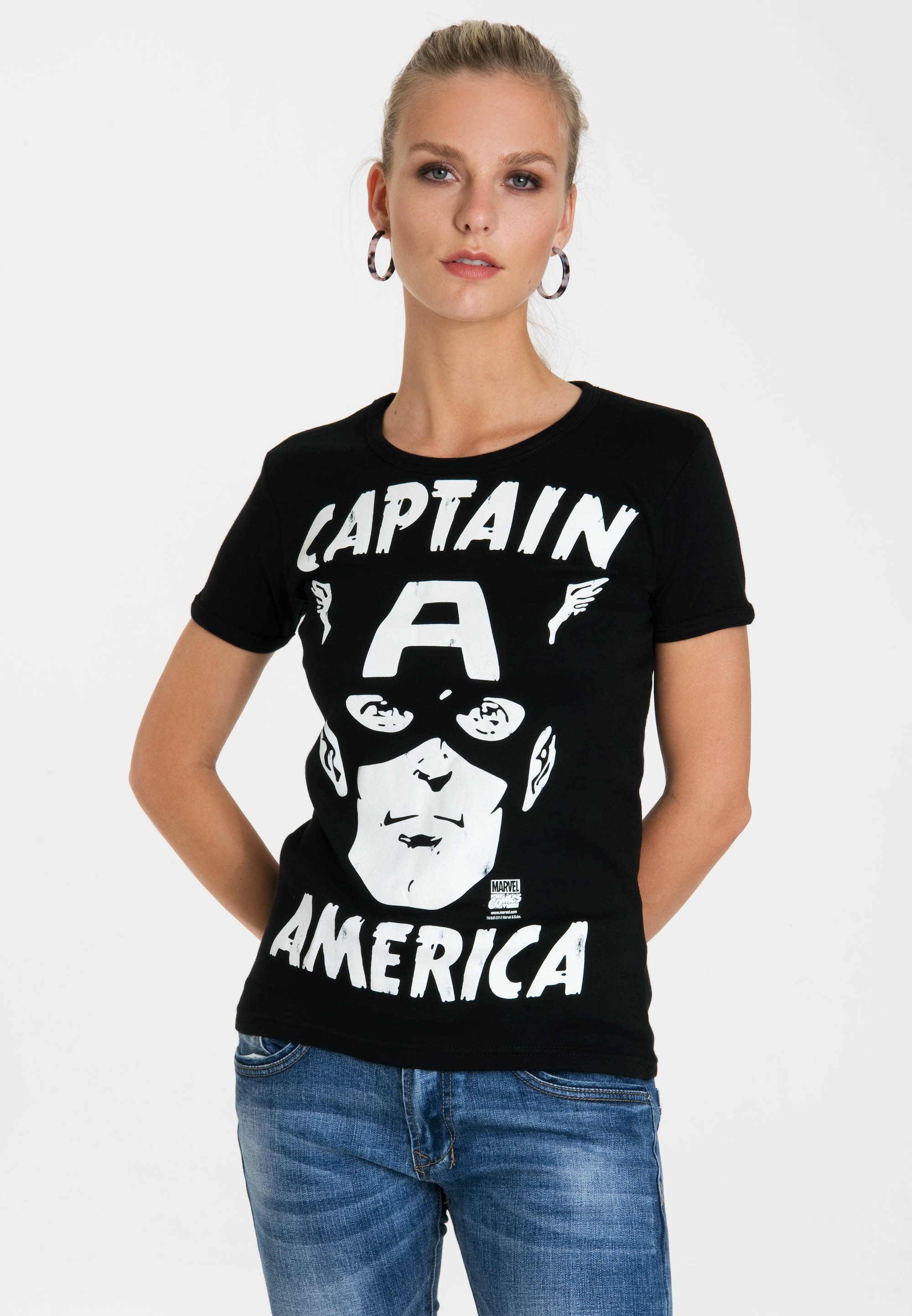 LOGOSHIRT T-Shirt »Captain America – Portrait«, mit lizenziertem Originaldesign