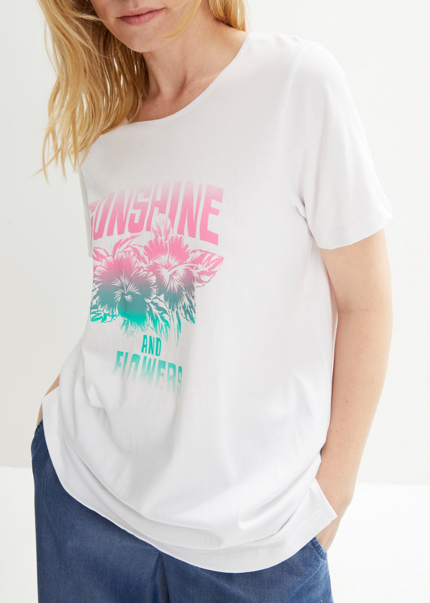 bonprix T-Shirt Oversize-Passform, Kurzarm-Design, aus Baumwolle, Casual St günstig online kaufen