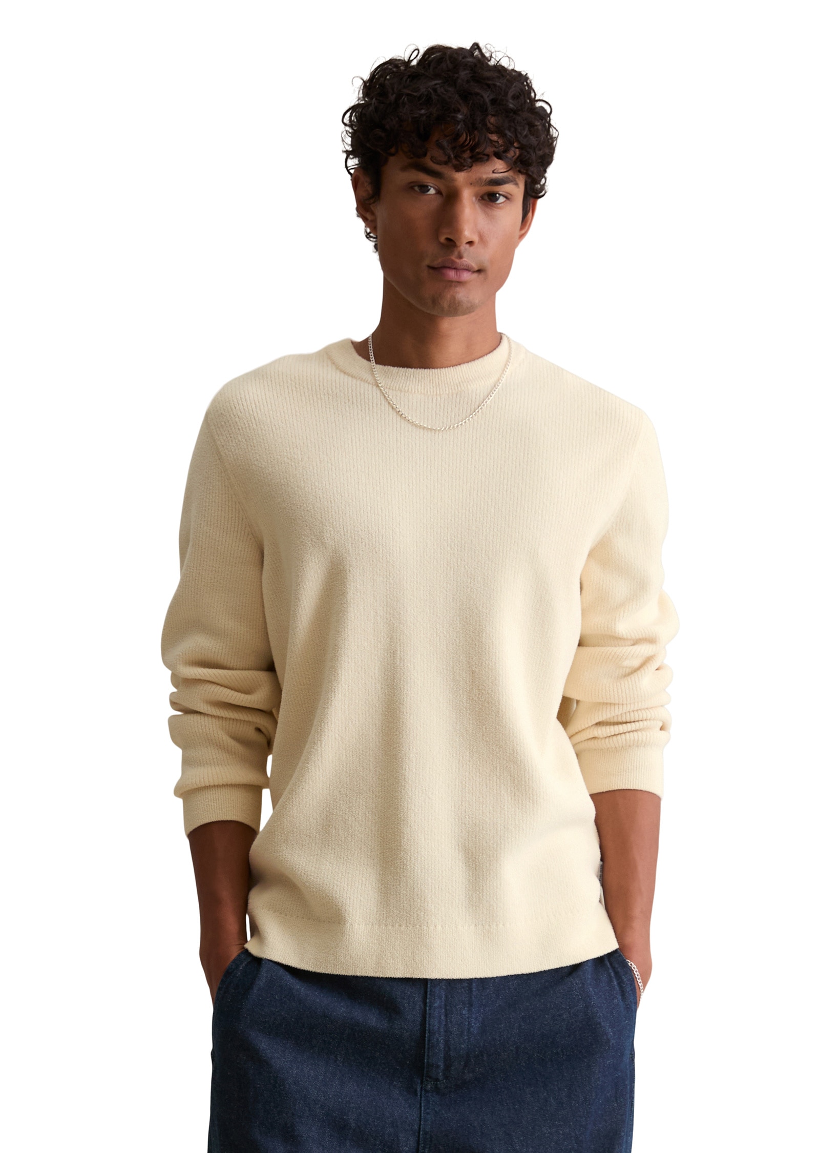 Marc OPolo DENIM Rundhalspullover "aus weichem Bio-Baumwoll-Chenille" günstig online kaufen