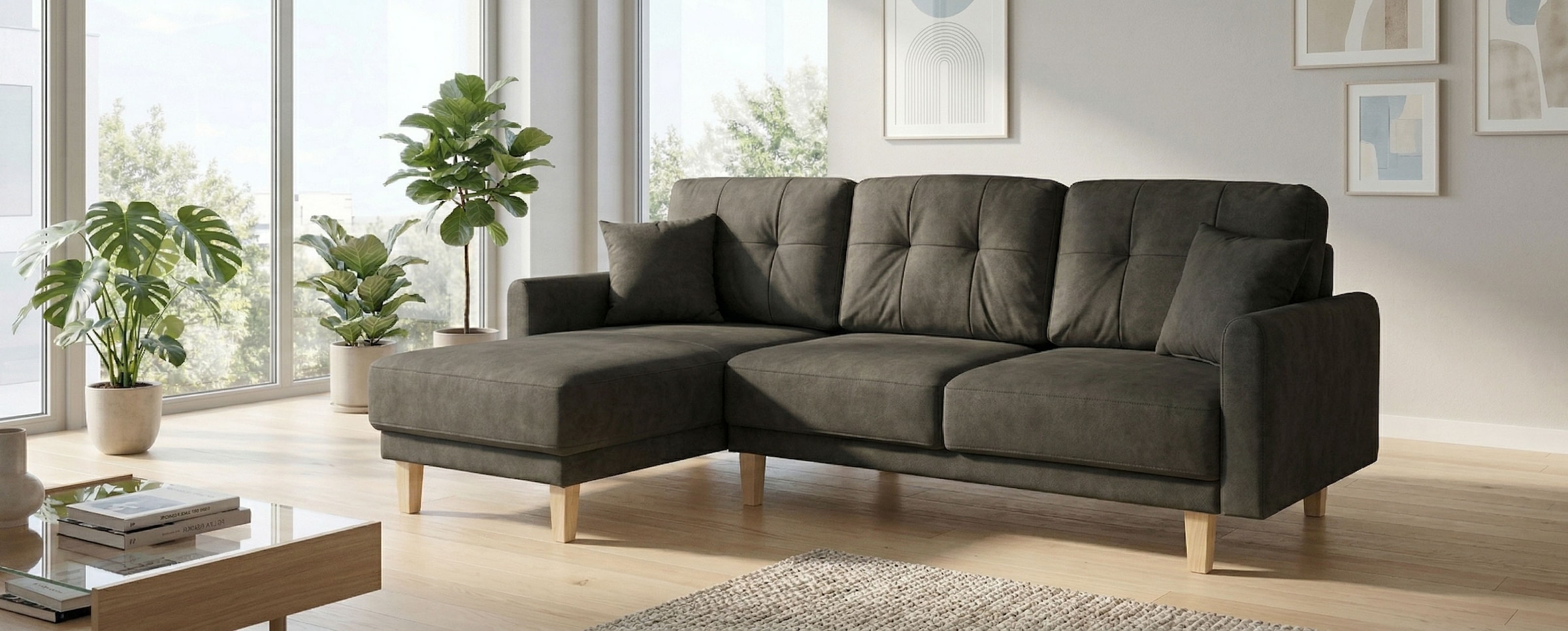 OTTO home Ecksofa "TRIPLO optionale Schlafsofa mit Bettkasten, Maße B/T/H: 234/164/89 cm" L-Form wahlweise mit Bettfunktion - Liegefläche 132x210 cm