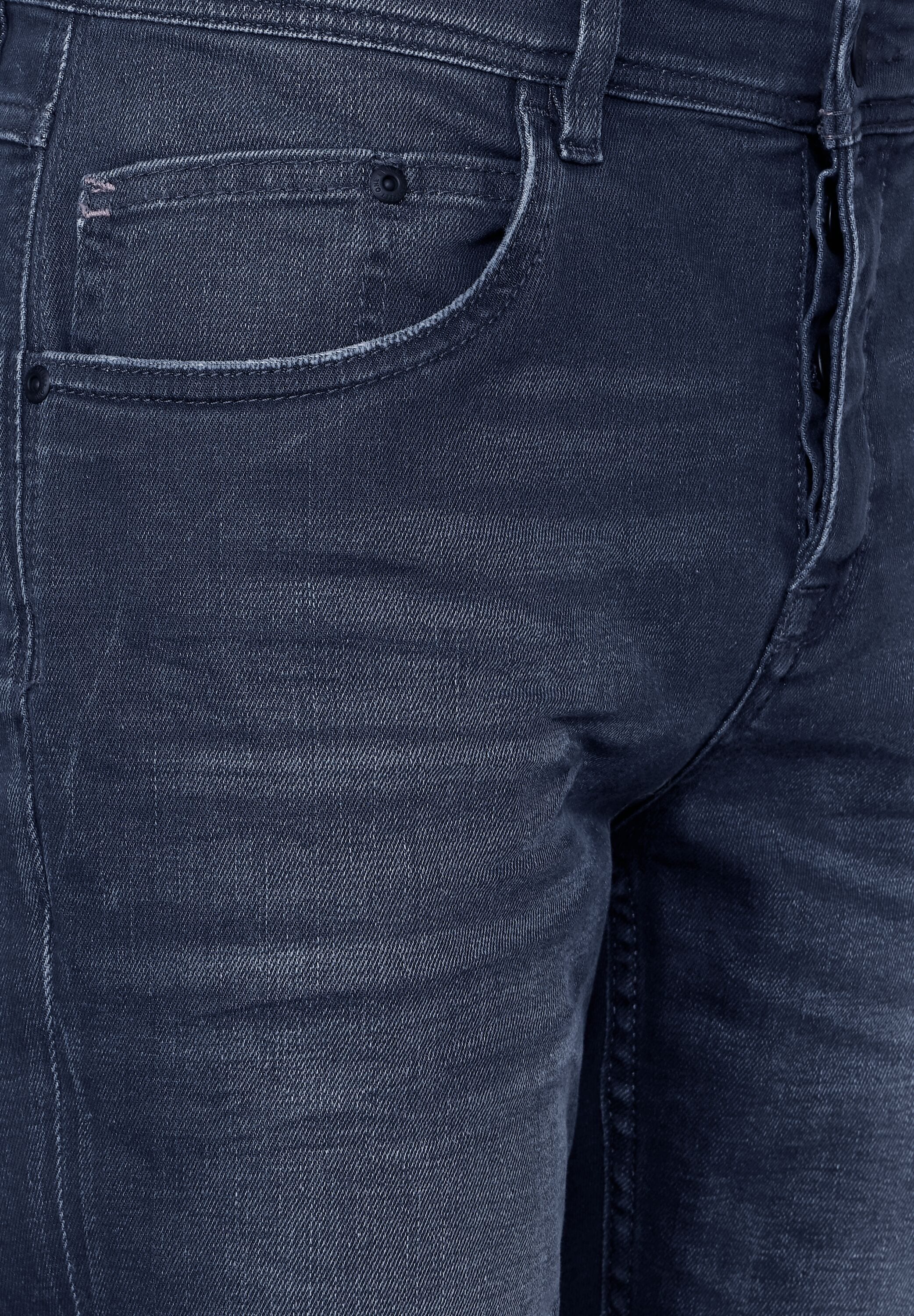 STREET ONE MEN Gerade Jeans, in dunkelblauer Waschung