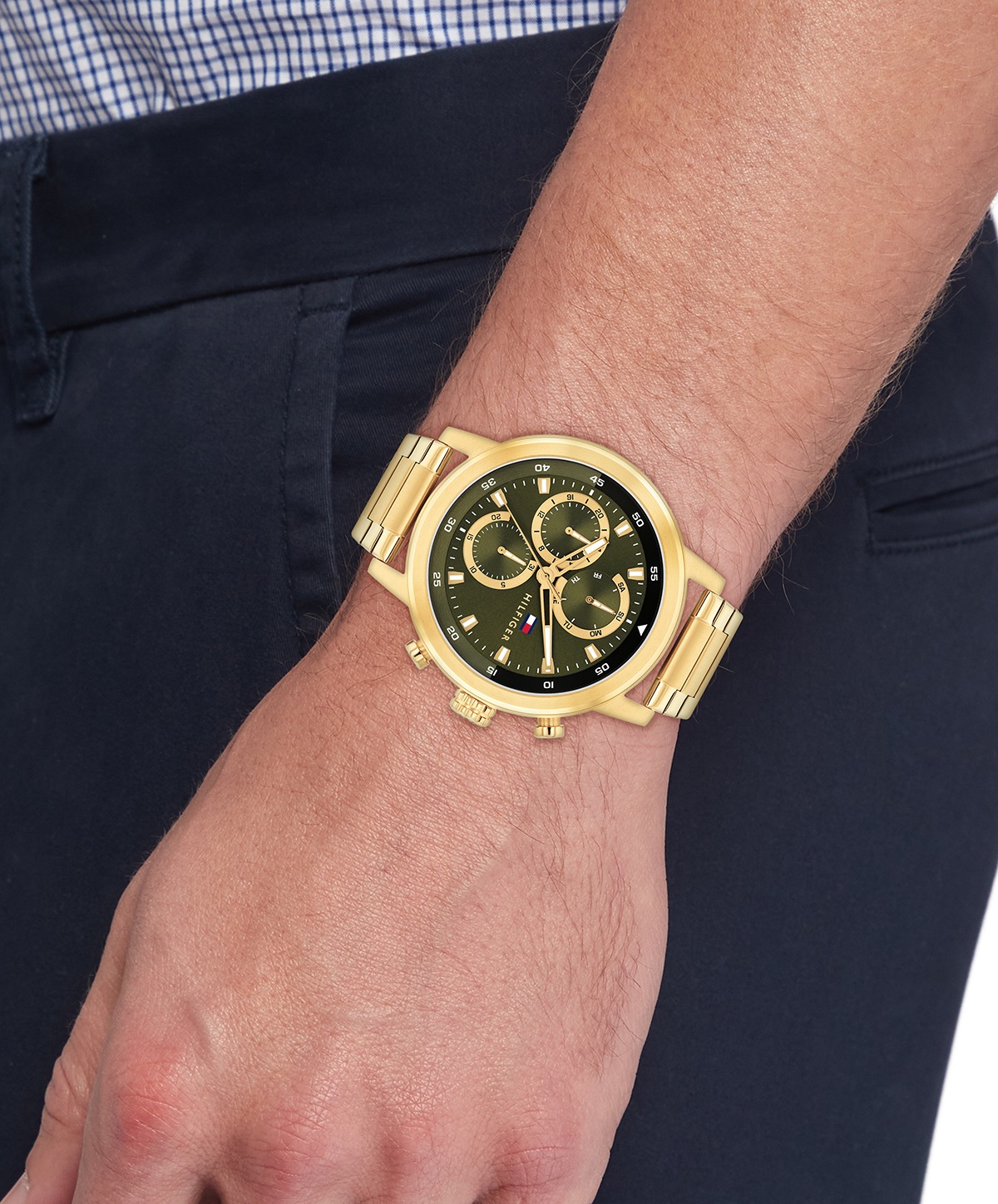 Tommy Hilfiger Multifunktionsuhr »ROCKY«, Quarzuhr, Armbanduhr, Herrenuhr, Edelstahlarmband, analog, Tag