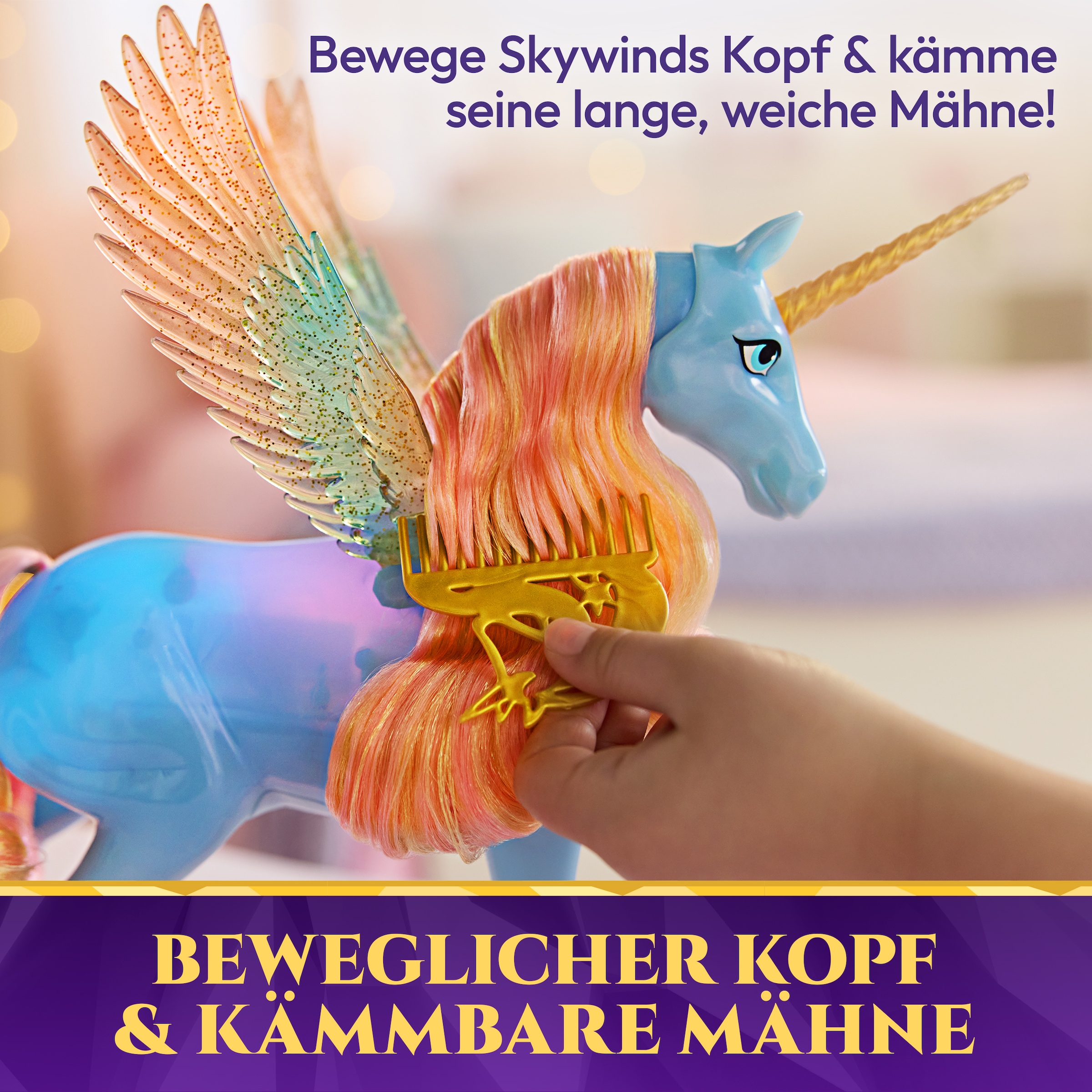 Spin Master Anziehpuppe »Unicorn Academy - Glow Magic Skywind, interaktives Einhorn« mit Licht und Sound