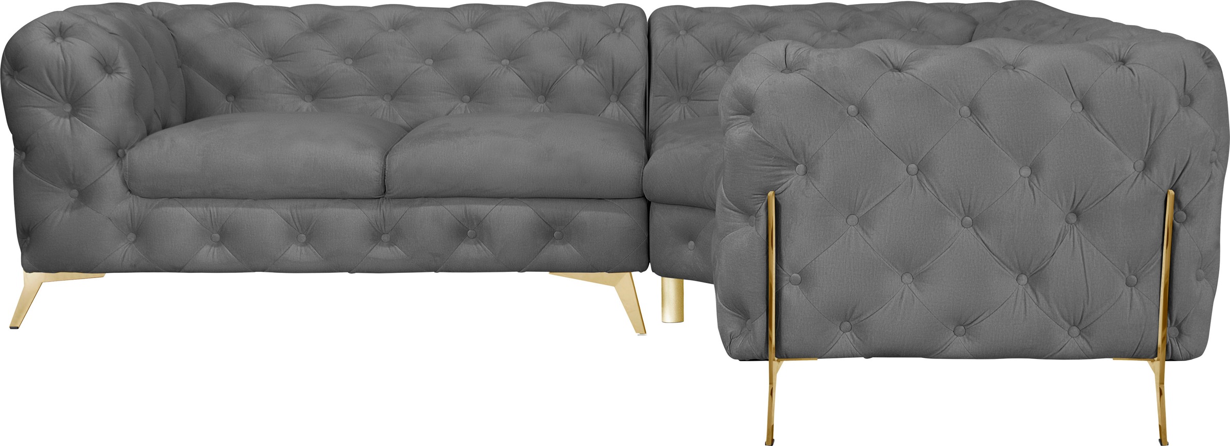 Thumbnail - Home affaire Chesterfield-Sofa "Amaury L-Form" moderne Chersterfield-Optik, Breite 262 cm, Fußfarbe wählbar