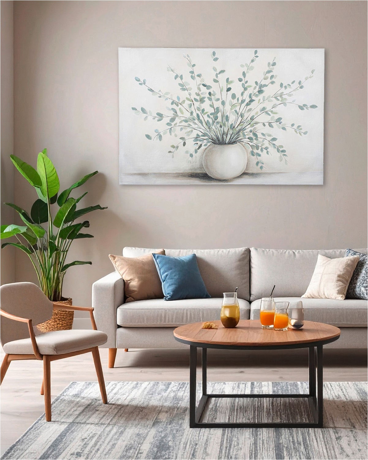GILDE Metallbild »Bild rechteckig Vase mit Eukalyptus« 1 Stk. tlg.