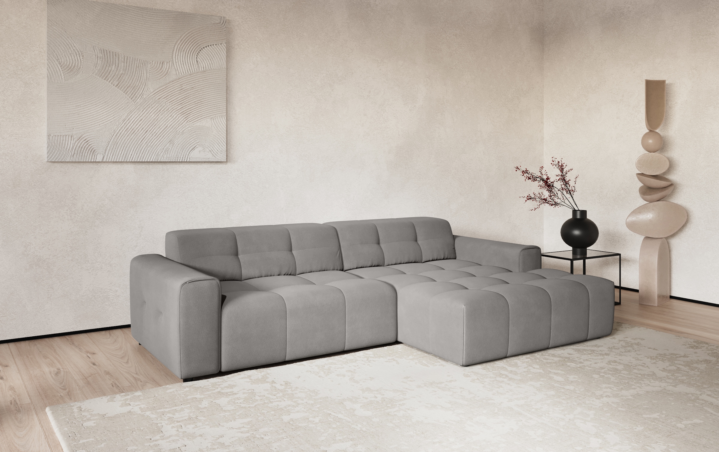 COTTA Ecksofa "Sento L-Form, B:280 cm, Chenille-Struktur, XXL Recamiere B: 133cm"
