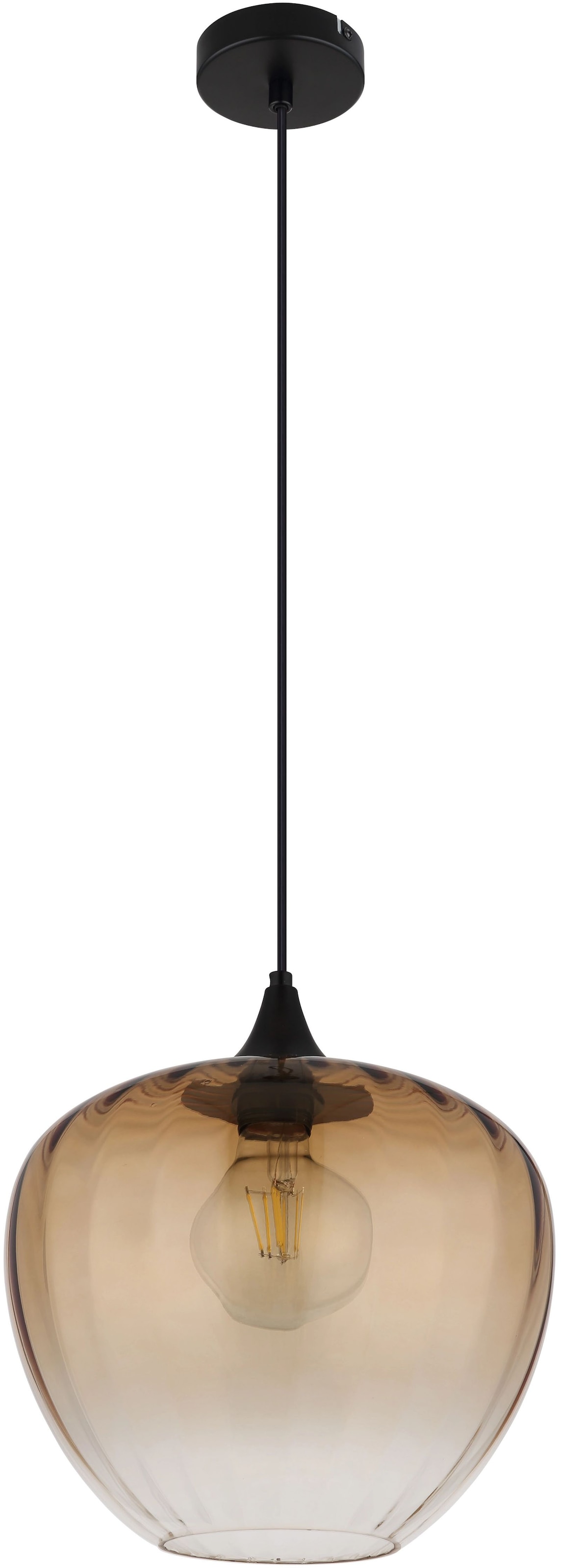 "GLOBO LIGHTING Pendelleuchte ""SANDER"", gelb (amber), 1 Stk., Leuchten, Gläser, Hängeleuchte, Wohnzimmer, Esstisch, Pendelleuchte"