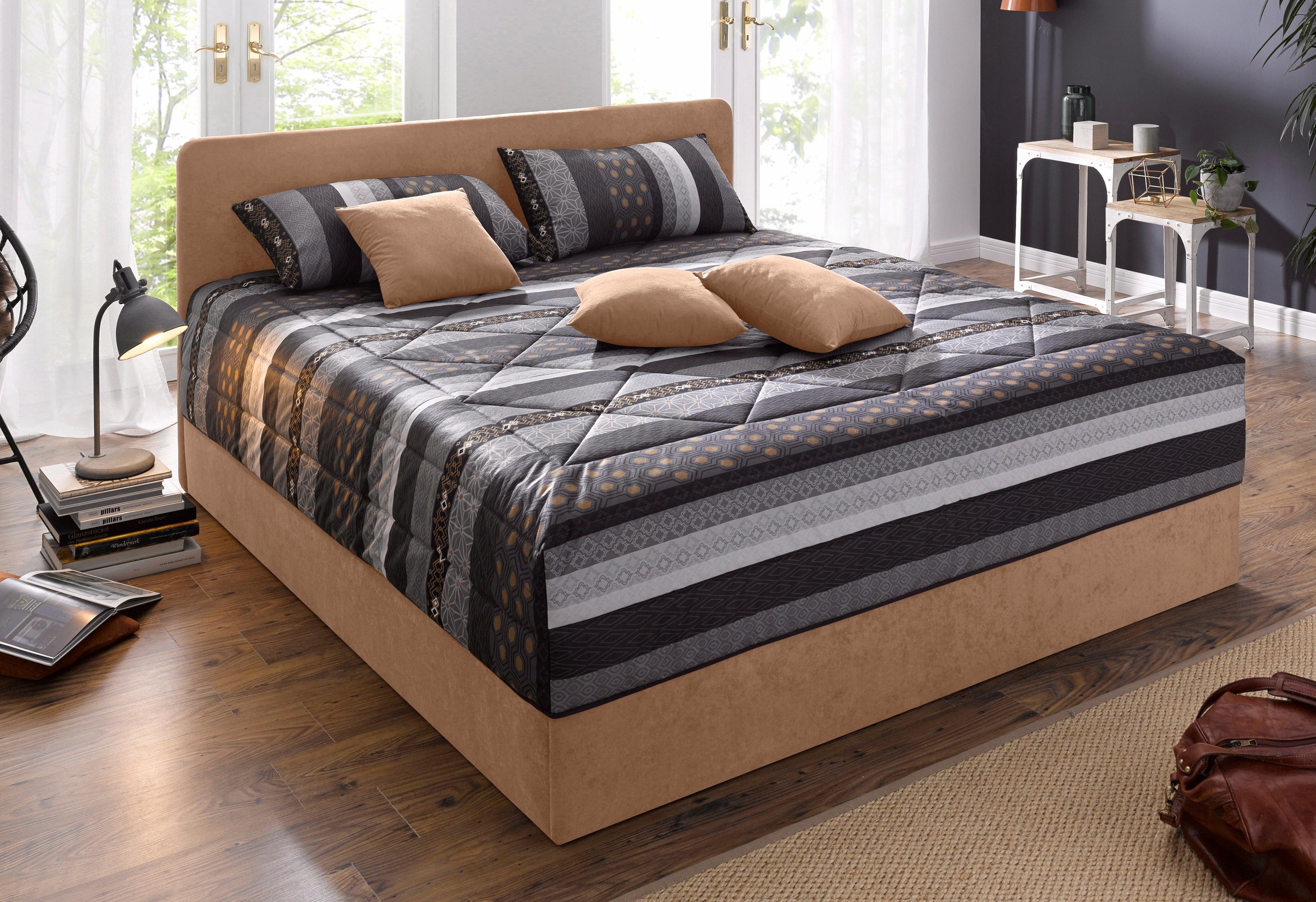 Westfalia Davos Upholstered Bed Brown 205x210cm