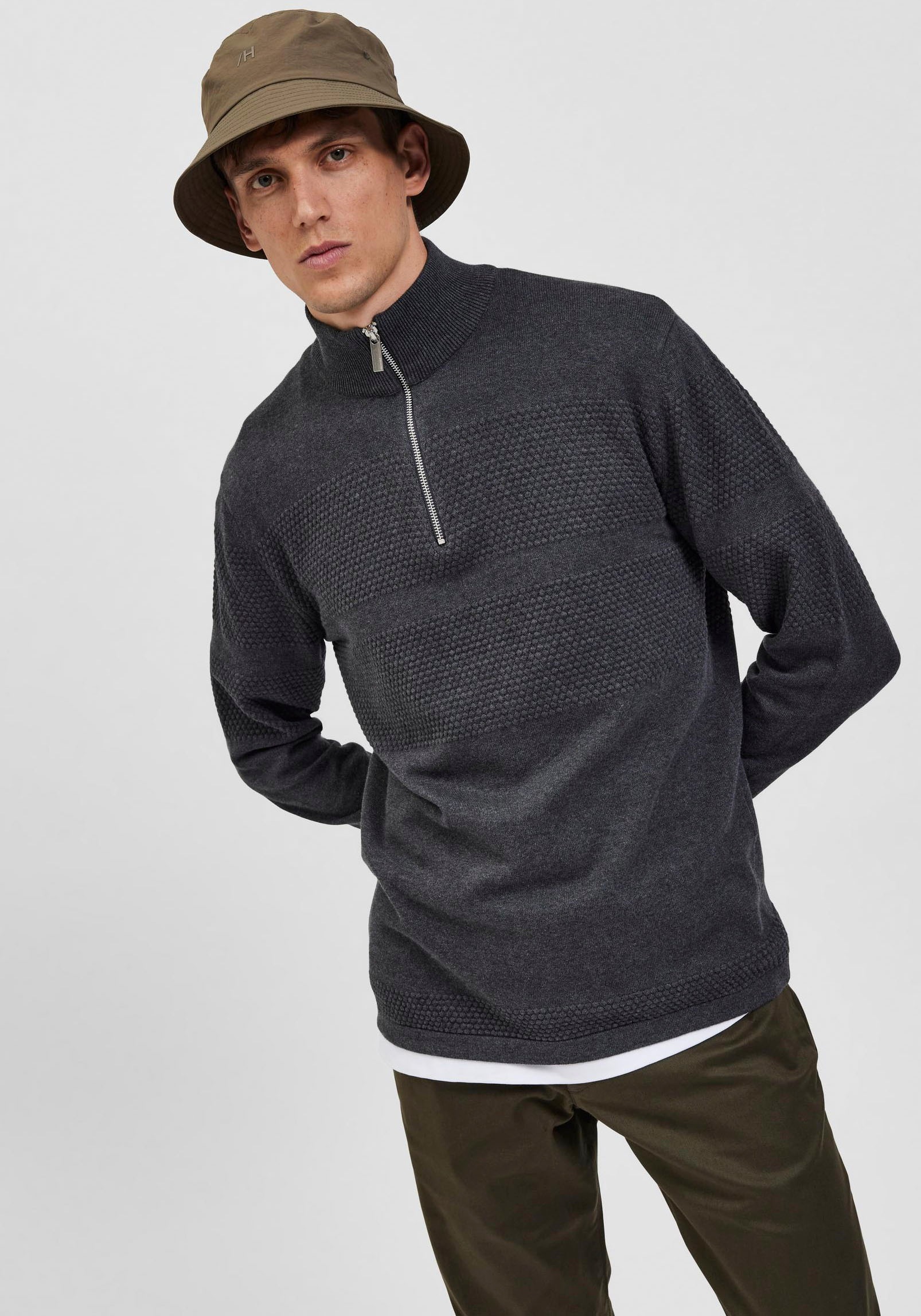 SELECTED HOMME Strickpullover, im Strukturmuster