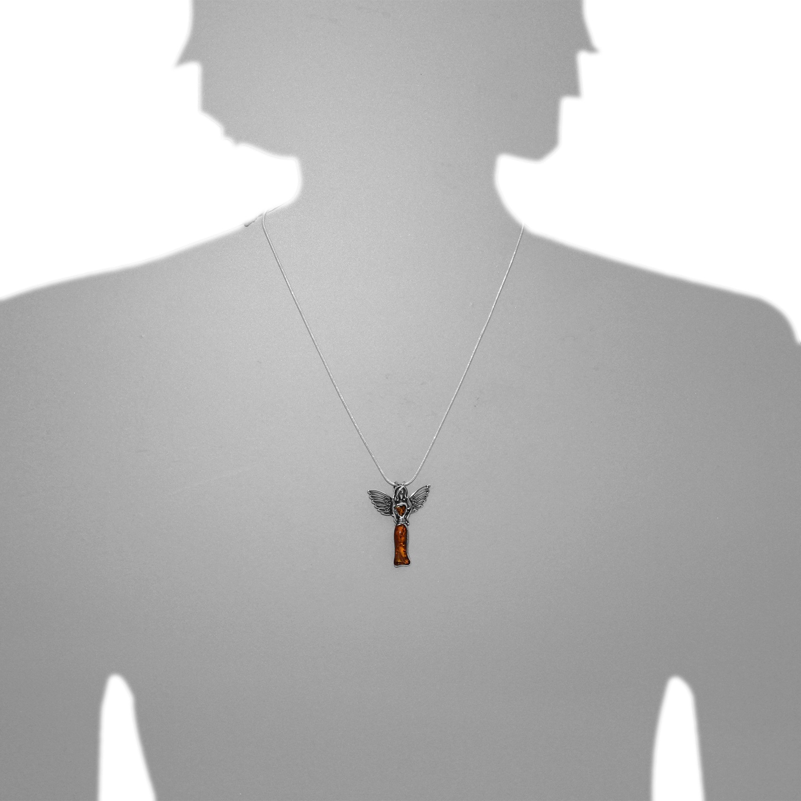 OSTSEE-SCHMUCK Kettenanhänger »- Gleiter-Engel 40 mm - Silber 925/000 - Bernstein«