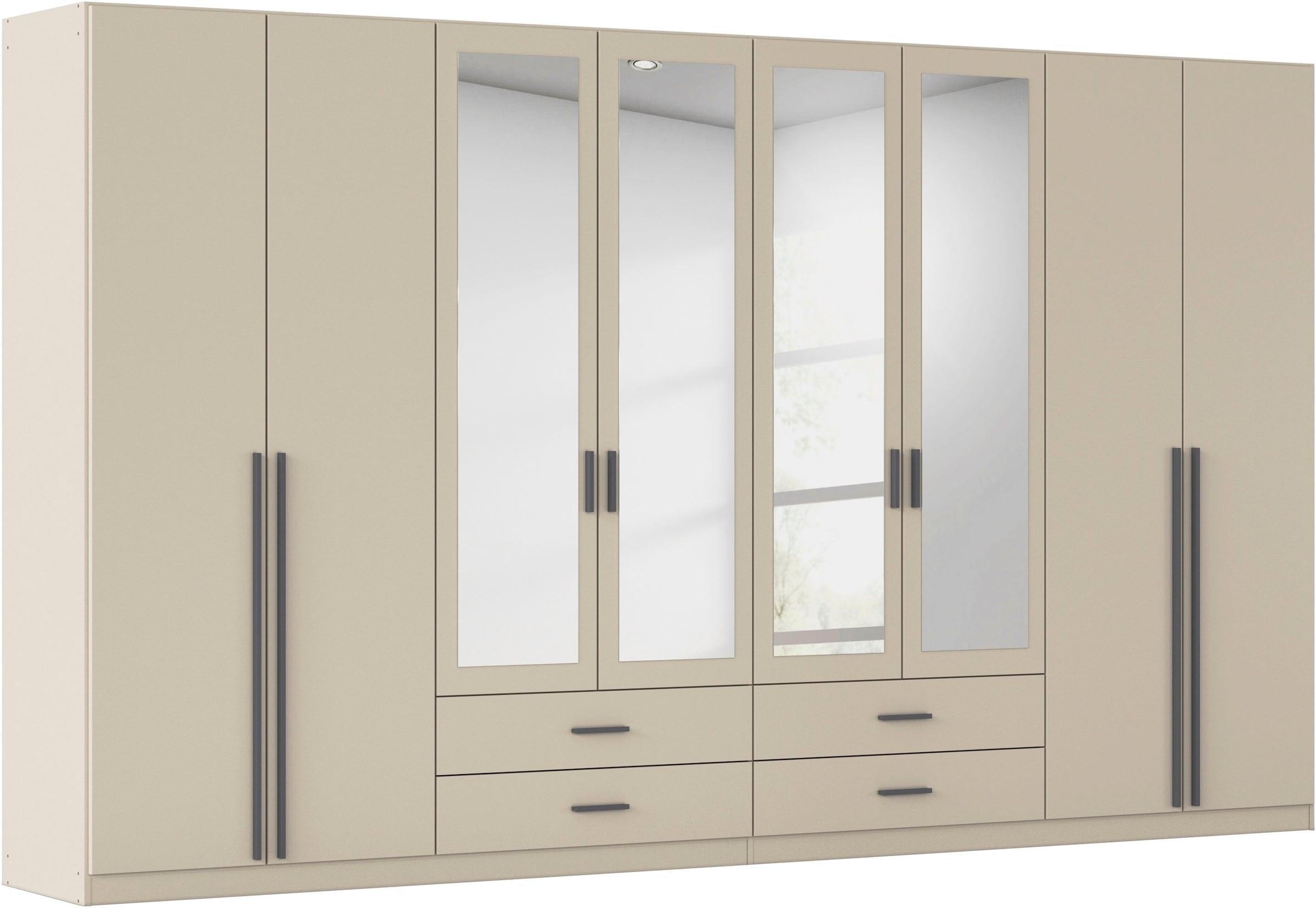 rauch Kleiderschrank "Schrank Garderobe Ankleide GAMMA Breiten 91/136/181/226/271/315/360 cm" in 3 Ausstattungen BASIC/CLASSIC/PREMIUM (inkl. SOFT-CLOSE-Funktion), verschiedene Griff-Varianten, mit Spiegel TOPSELLER MADE IN GERMANY