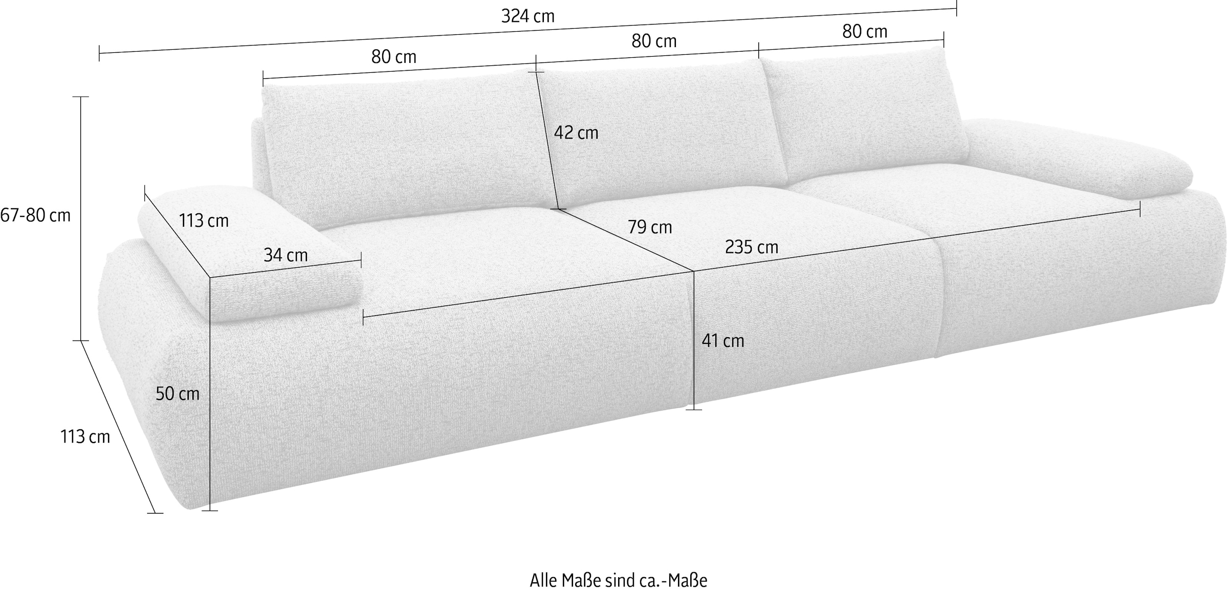 DOMO collection Big-Sofa »800 016«, (3 St.)