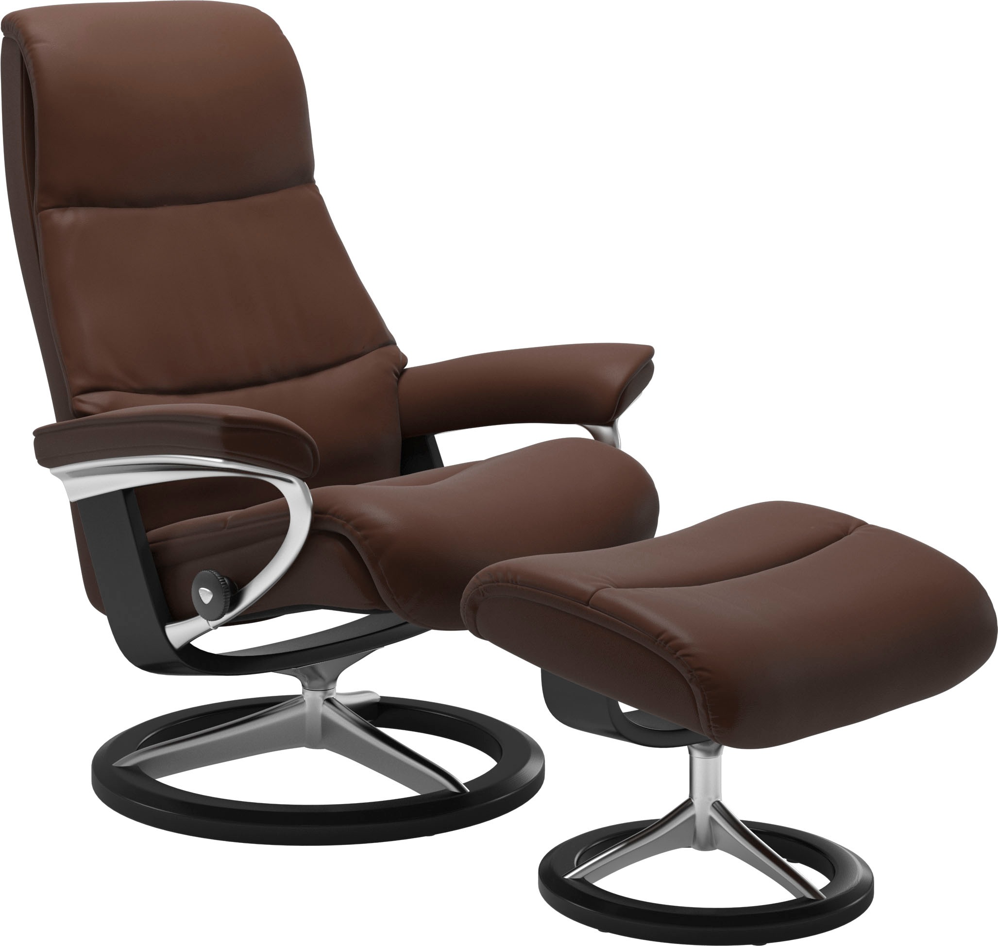 Stressless® Relaxsessel »View«, (Set, Relaxsessel mit Hocker), mit Signature Base, Größe L,Gestell Schwarz