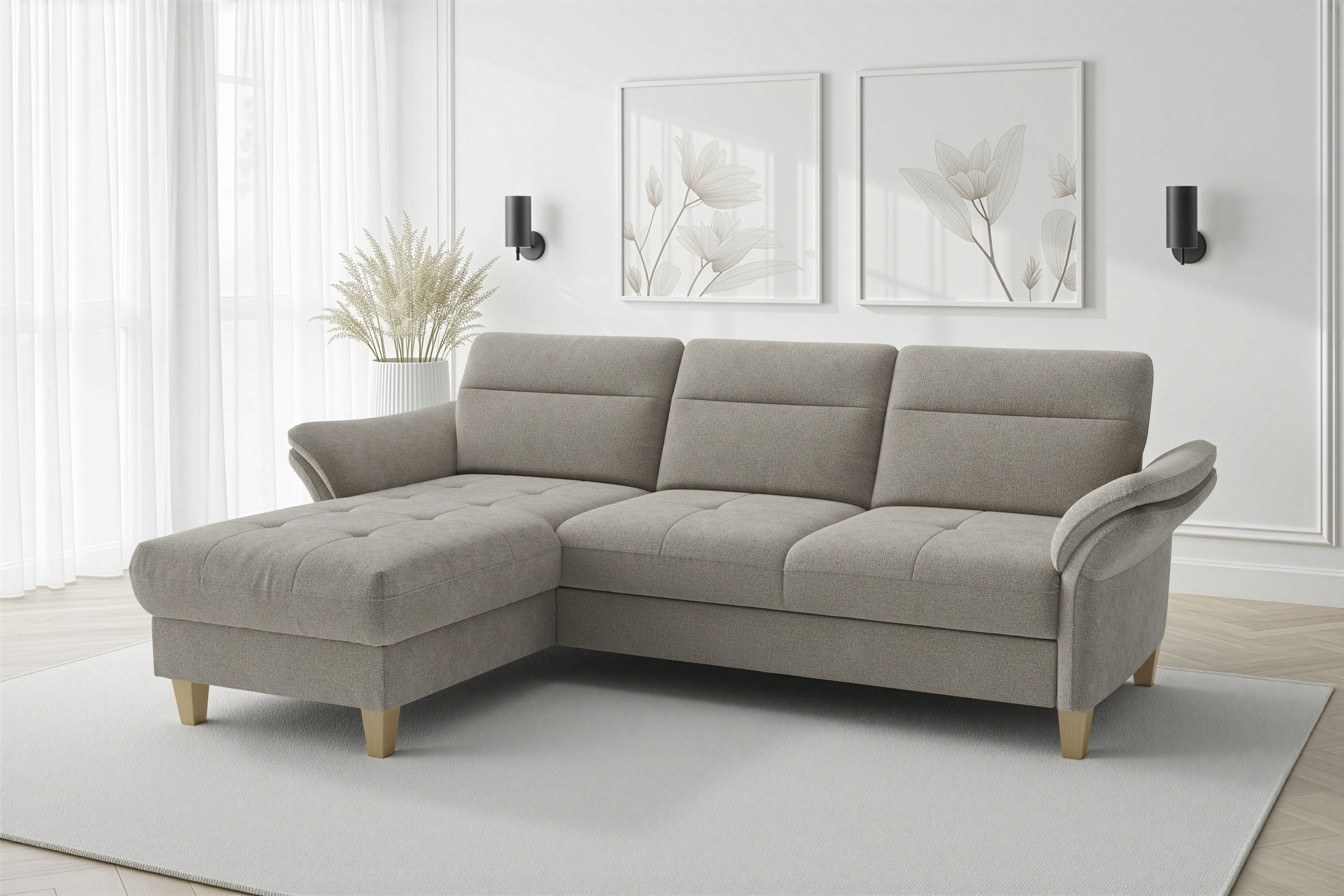 sit&more Ecksofa "Pamela L-Form, B: 230 cm, optional Schlaffunktion & Bettkasten" mit Federkern und Liegefläche aus Originalstoff