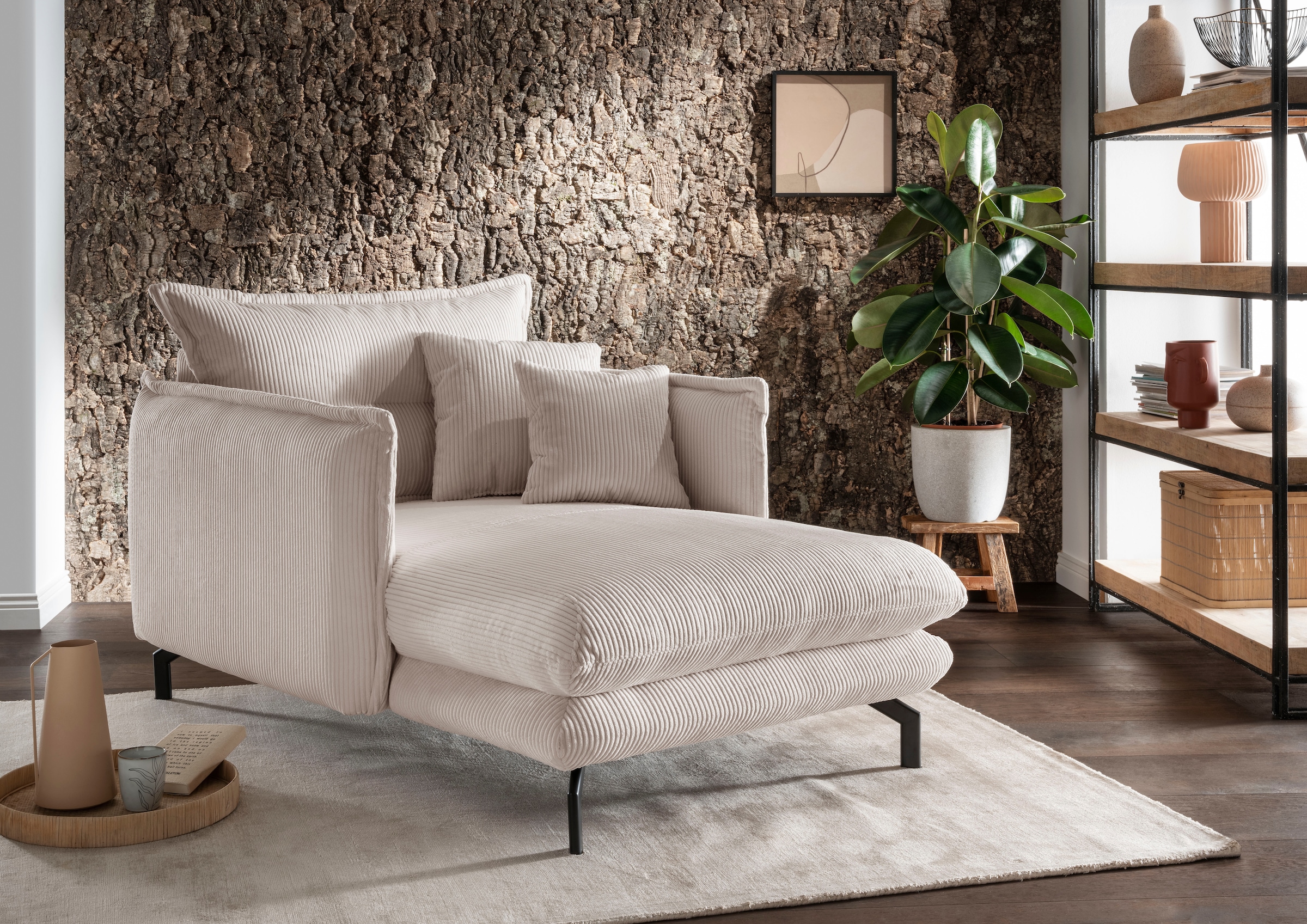 Home affaire Relaxsessel "LAVA Loveseat, modern & bequem, schmale Armlehnen, B/T 111/167cm" zwei verschiedene Fußfarben wählbar
