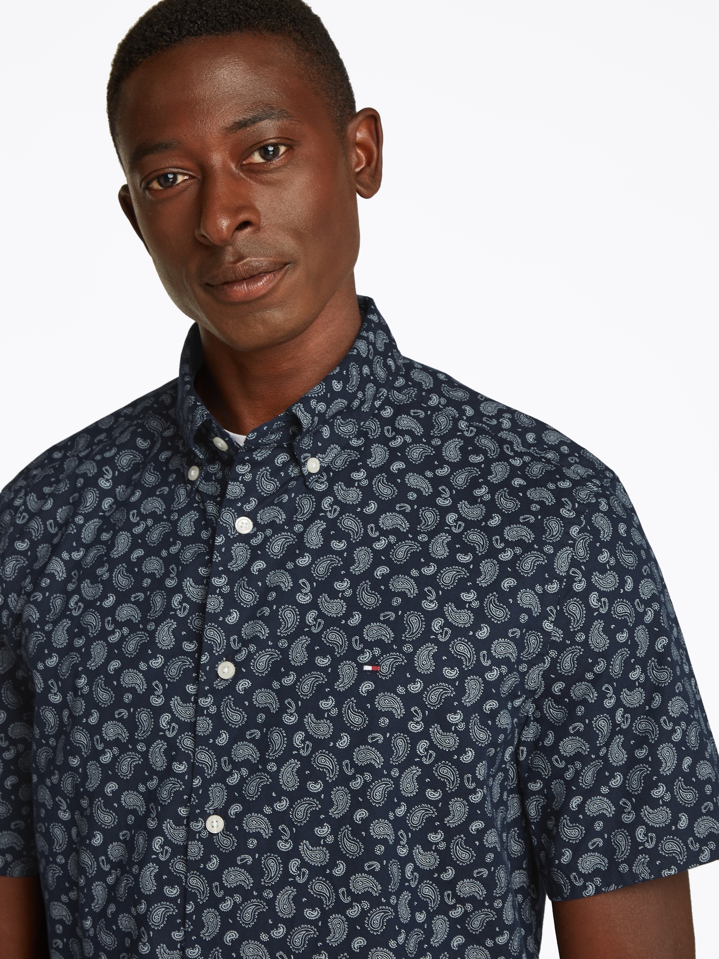 Tommy Hilfiger Kurzarmhemd »COTTON LINEN PAISLEY RF SS SHIRT«