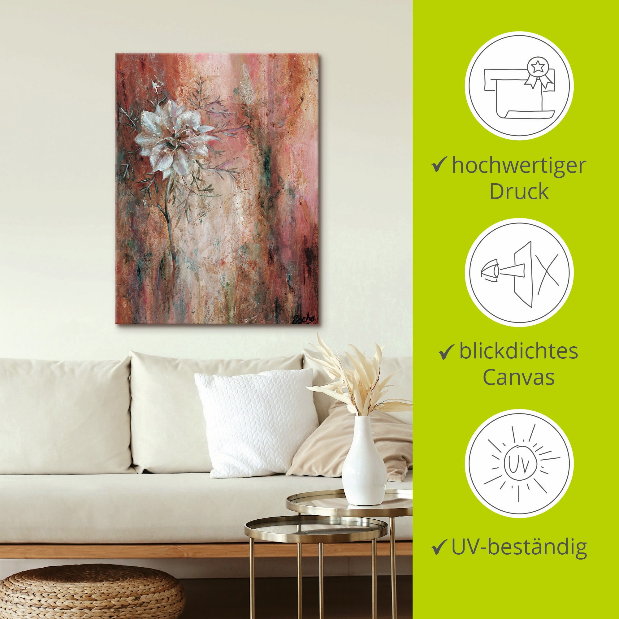 Artland Leinwandbild »Schwarzkümmel I«, Blumen, (1 St.), auf Keilrahmen gespannt