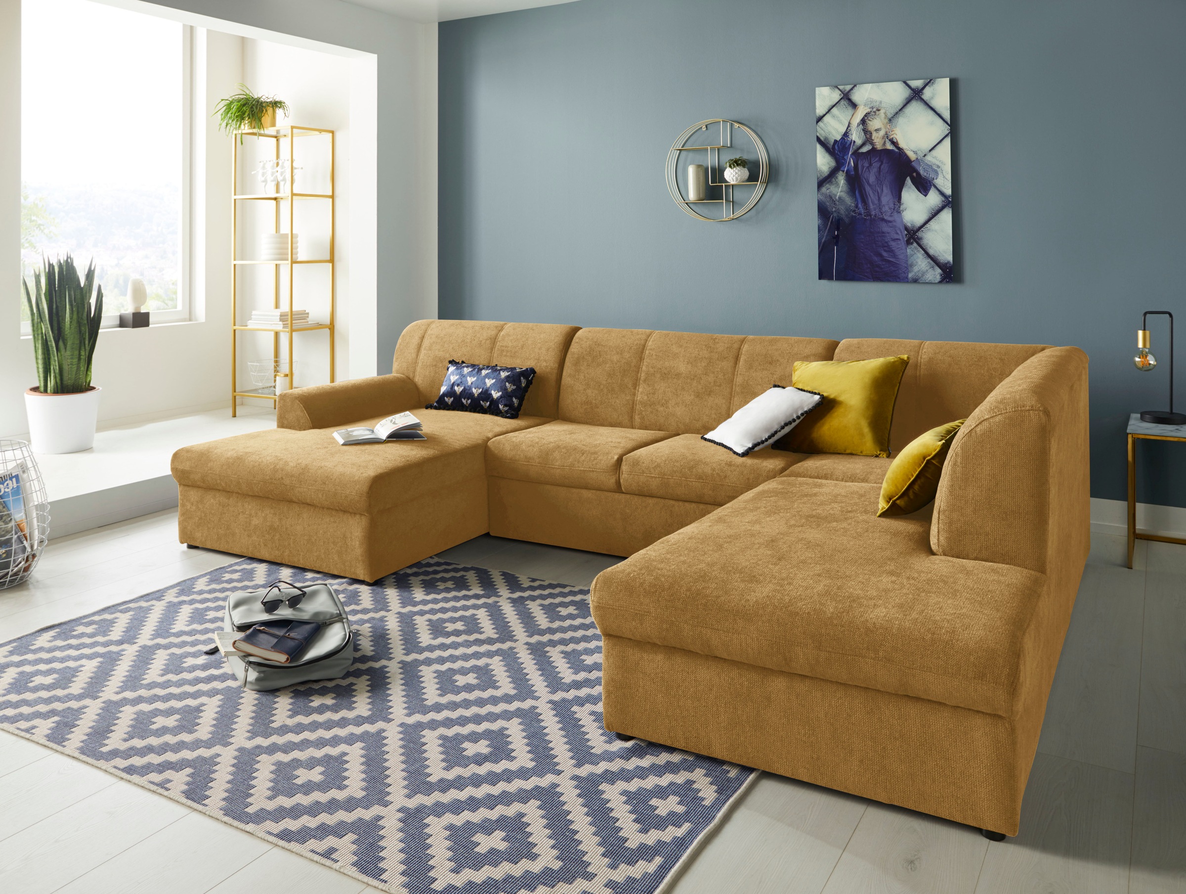 DOMO collection Wohnlandschaft "Topper, elegant und zeitlos, komfortabel, U-Form" wahlweise mit Bettfunktion