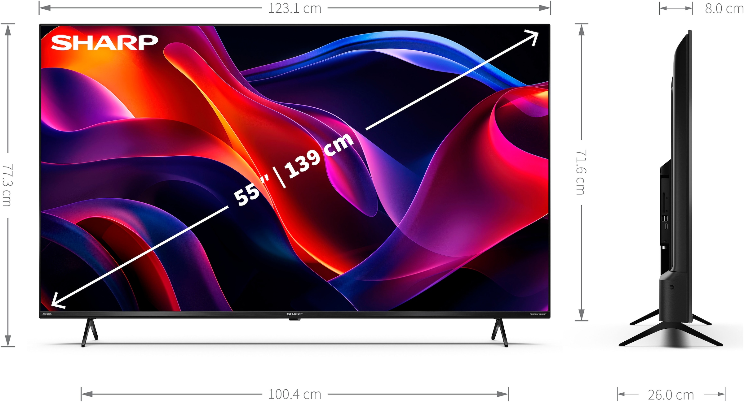 Sharp QLED-Fernseher »4T-C55GMx«, 4K Ultra HD, Smart-TV, 3.840 x 2.160 px Auflösung