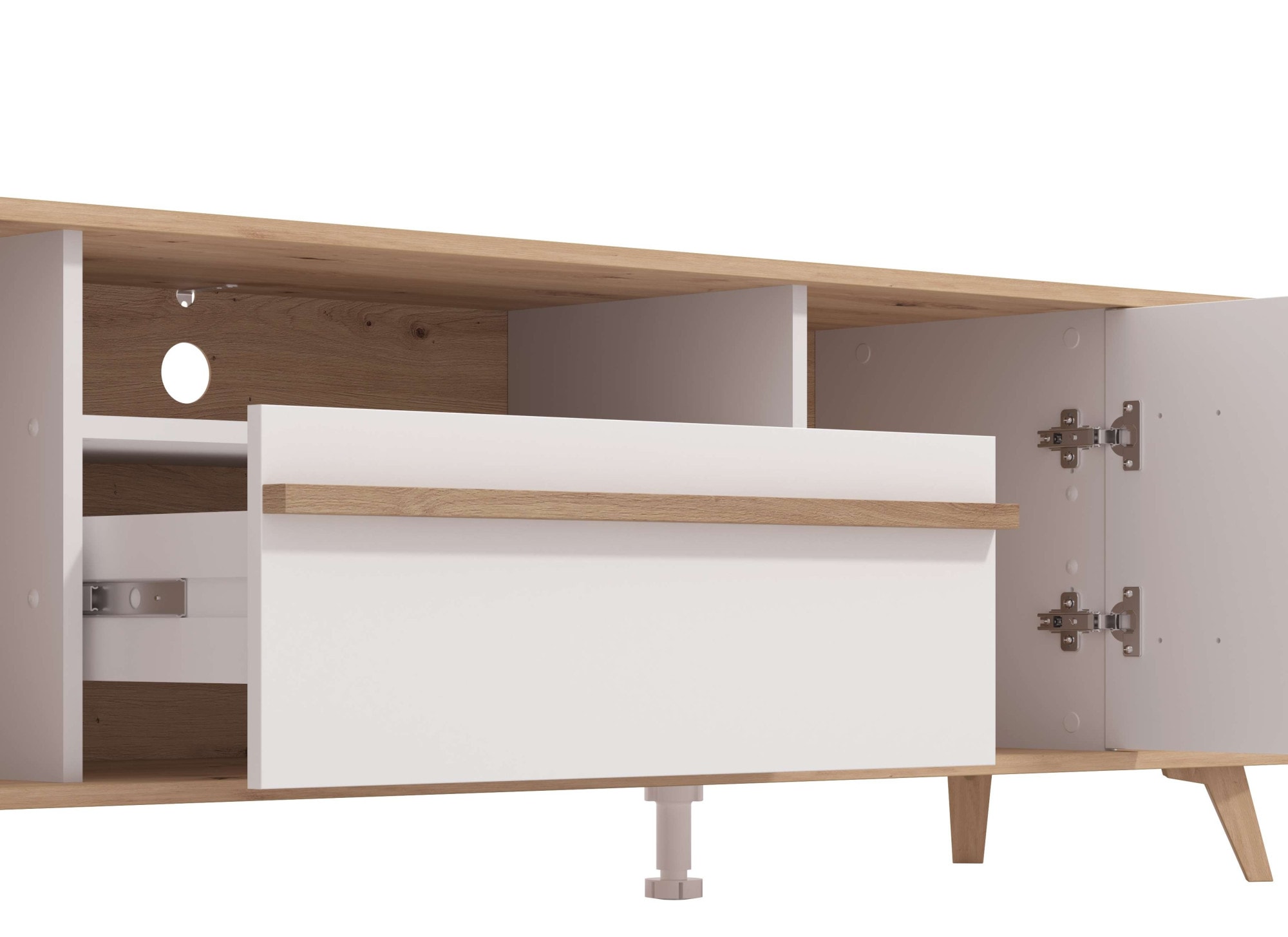 INOSIGN Lowboard »Orleans, TV-Lowboard, TV-Schrank, TV-Ständer, Breite 190 cm«, Kommode, Opaque Weiß/Artisan Eiche Dekor,modernes und elegantes Design