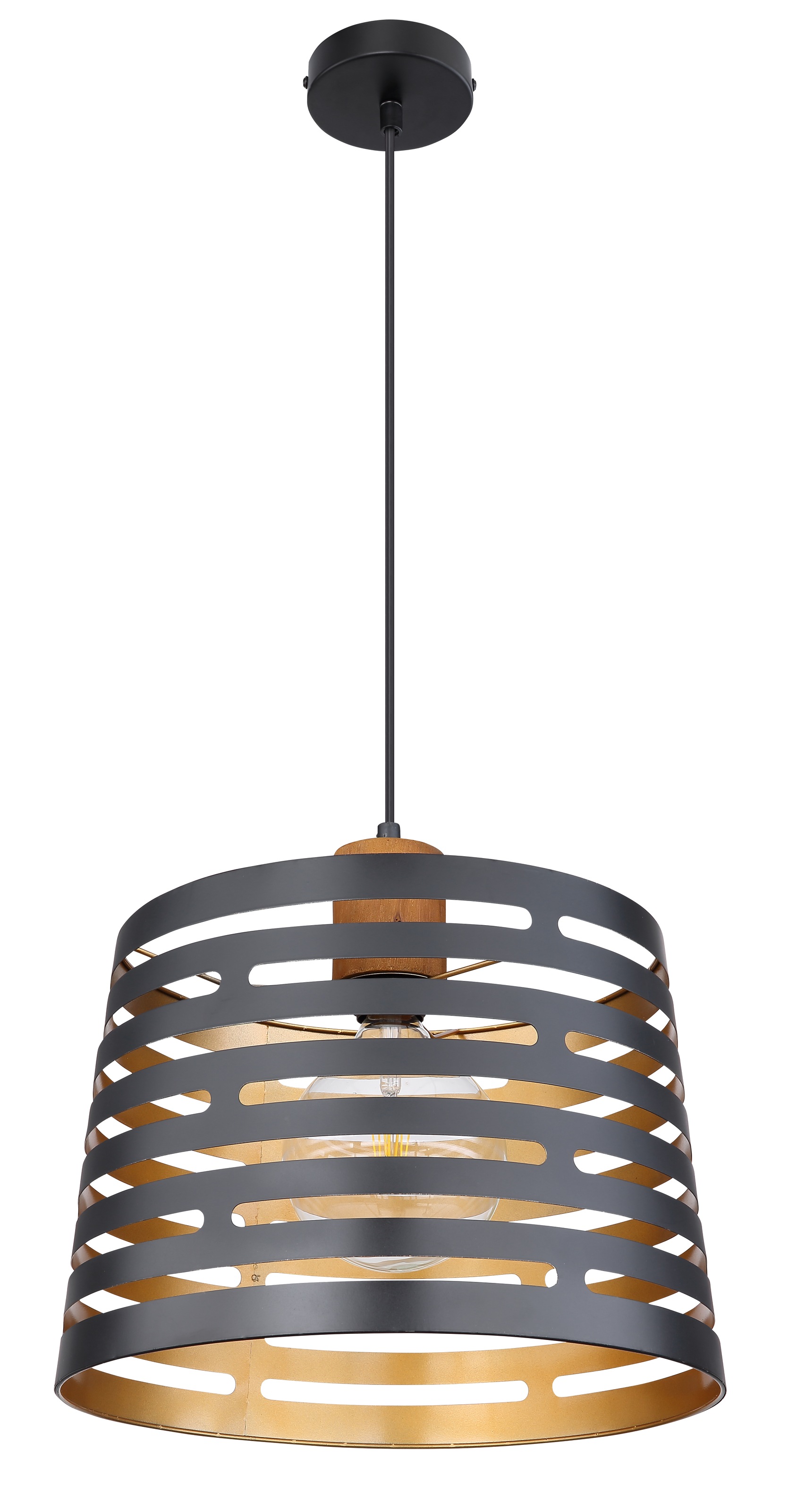 GLOBO LIGHTING Hängeleuchte »ABLONA«, Leuchtmittel E27 | ohne Leuchtmittel, Hängelampe/Pendelleuchte/Holz/goldfarben/Höhe kürzbar