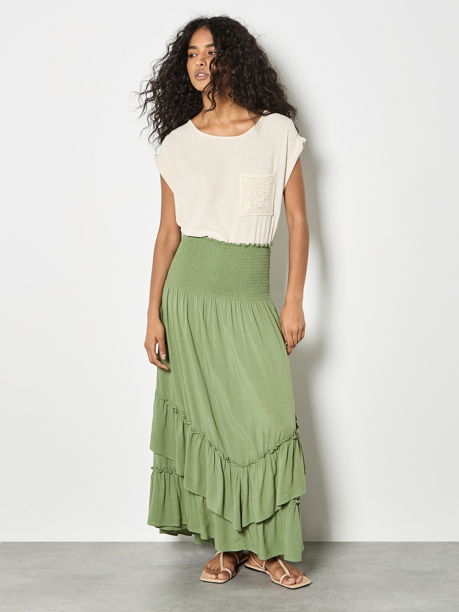 Apricot Bandeaukleid »Midikleid« mit Smokdetails