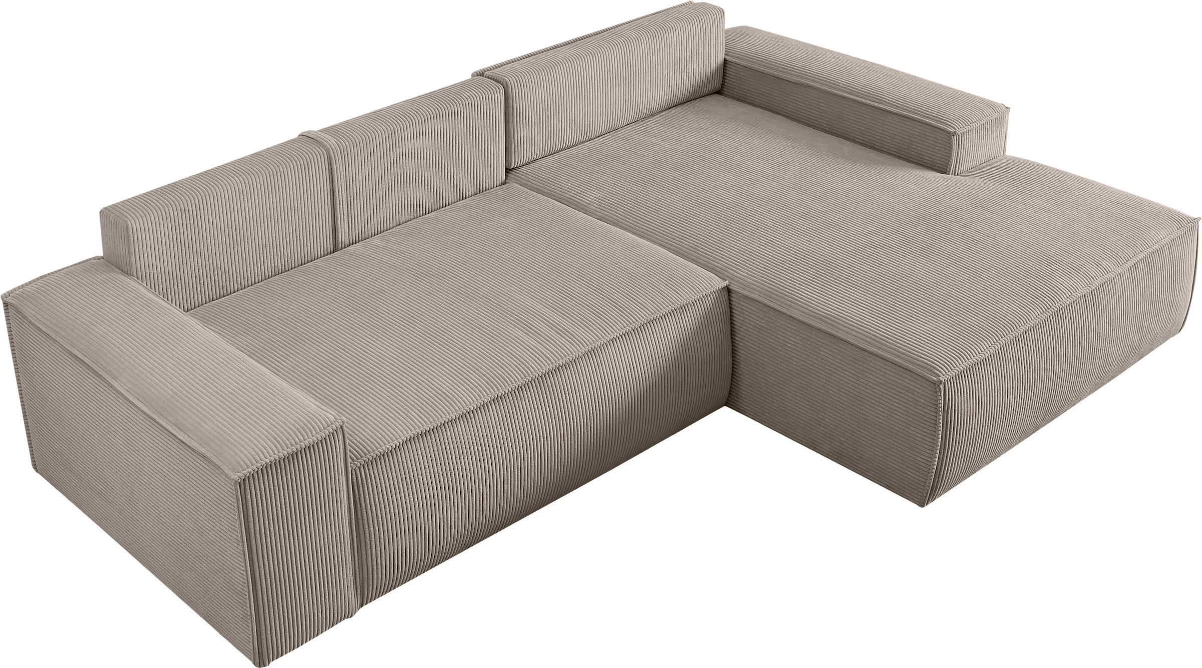 Home affaire Ecksofa »SHERWOOD Schlafsofa 267 cm, L-Form,« Schlaffunktion mit Bettkasten (210x136 cm), Cord, Vintage, Samtvelours