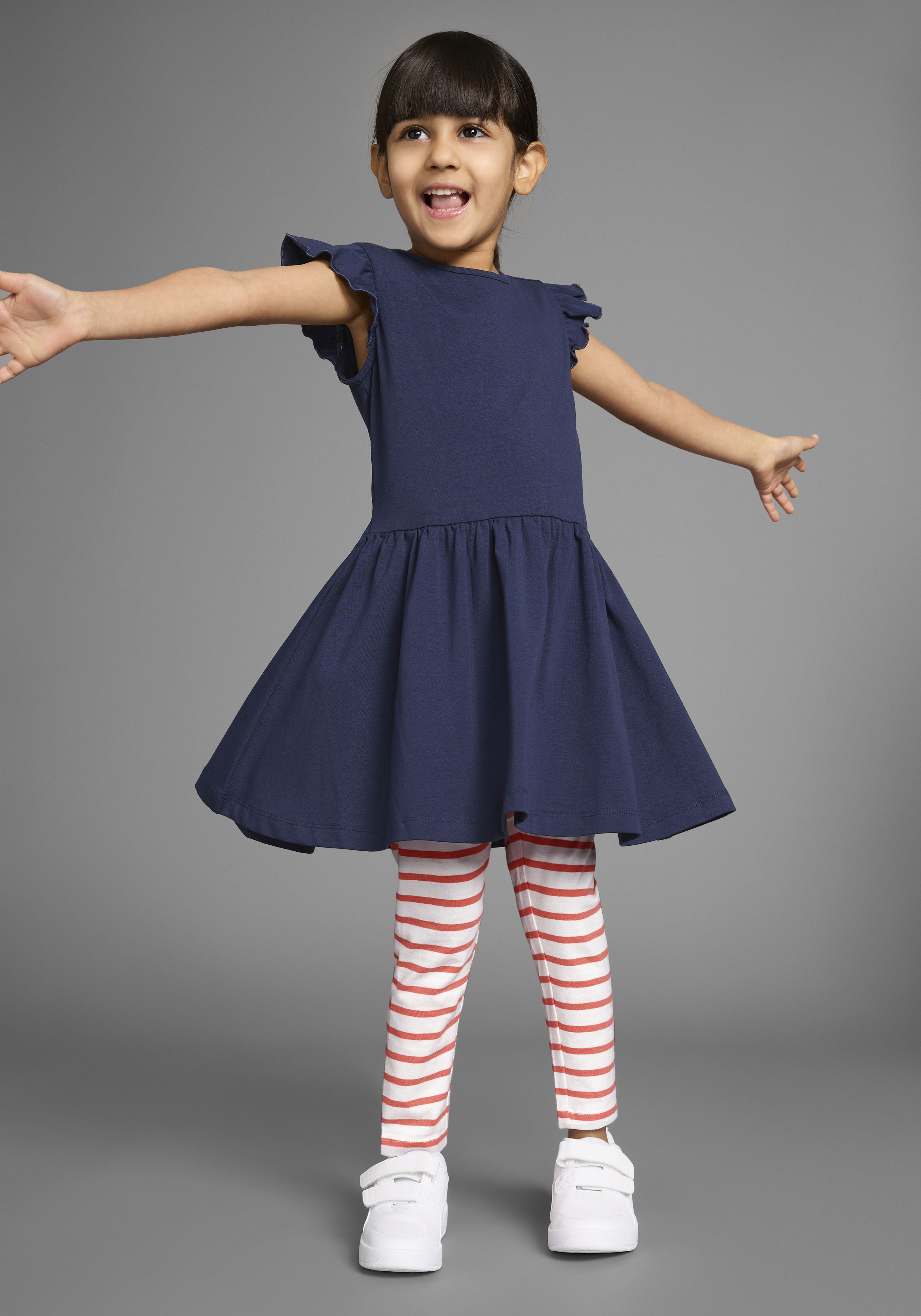 Thumbnail - KIDSWORLD Jerseykleid "2er Pack Shirtkleider" Packung, 2, 2 Stk. tlg. Ohne Taschen 1x uni und 1x geringelt