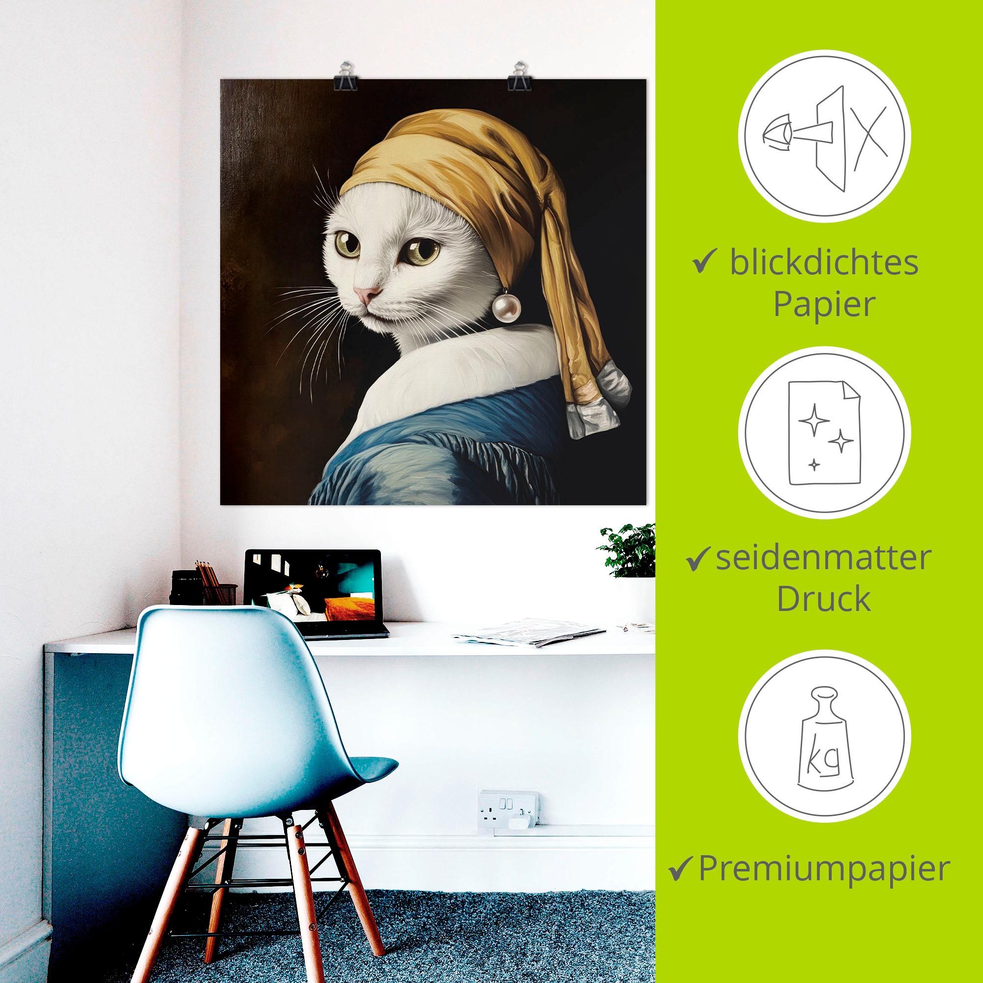 Artland Wandbild »Die Katze mit dem Perlenohrring« Animal Fantasy 1 Stk. tlg. als Alubild, Leinwandbild, Poster, Wandaufkleber in verschied. Größen