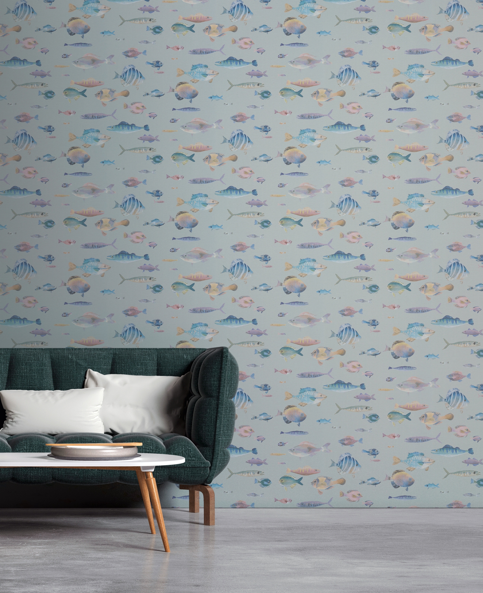 A.S. Création Vliestapete "PintWalls II Tapete mit Fischen Mustertapete mit Tieren Tiere" matt strukturiert Vliestapete Kinderzimmer für Schlafzimmer Küche Wohnzimmer Fische Flur