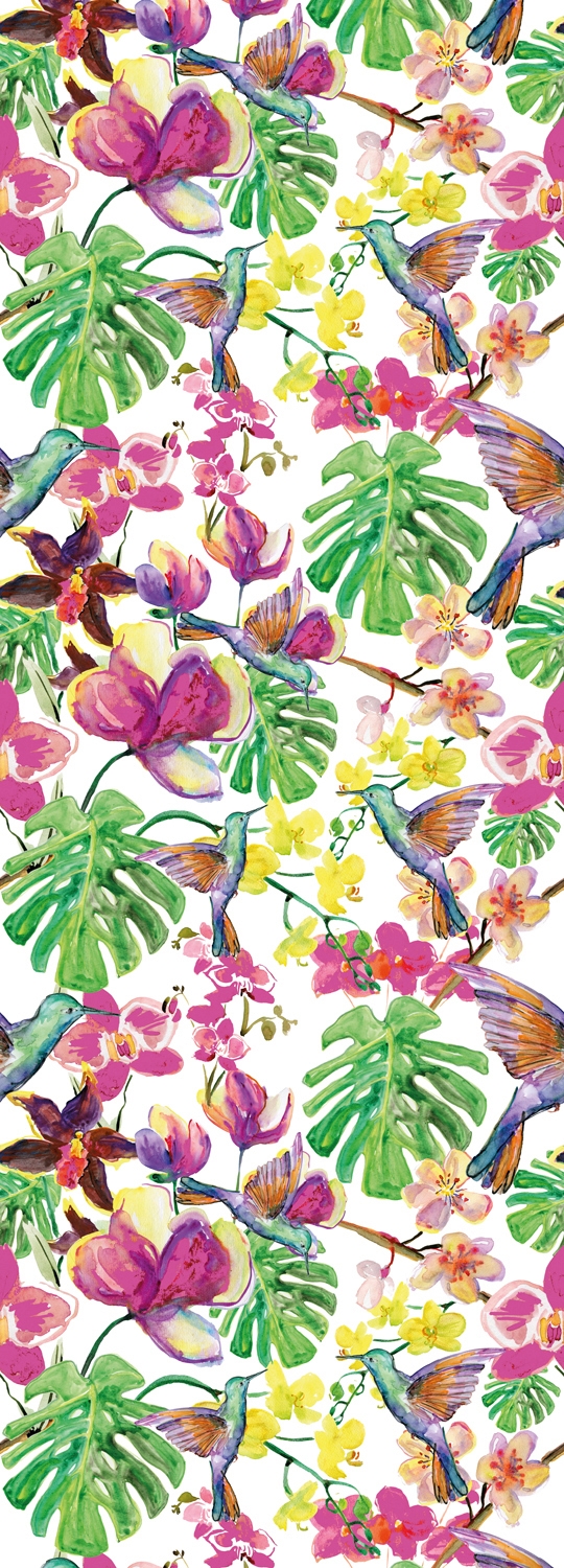 queence Vinyltapete "Ike" Motiv bedruckt botanisch floral gemustert natürlich glatt 90x250cm, selbstklebend, kinderleichte Anbringung, Sticker